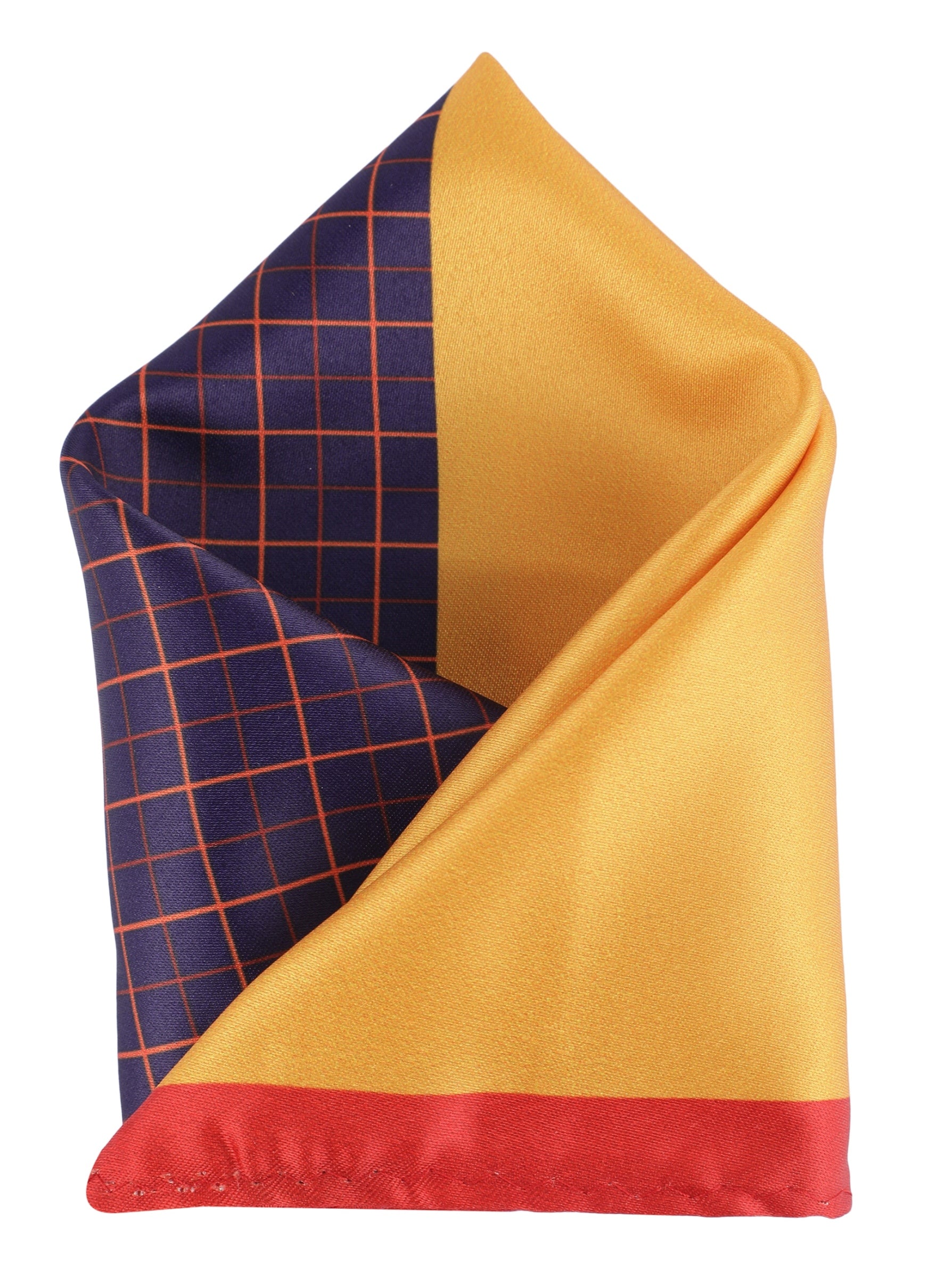 Yellow & Navy Blue Checked Pocket Square
