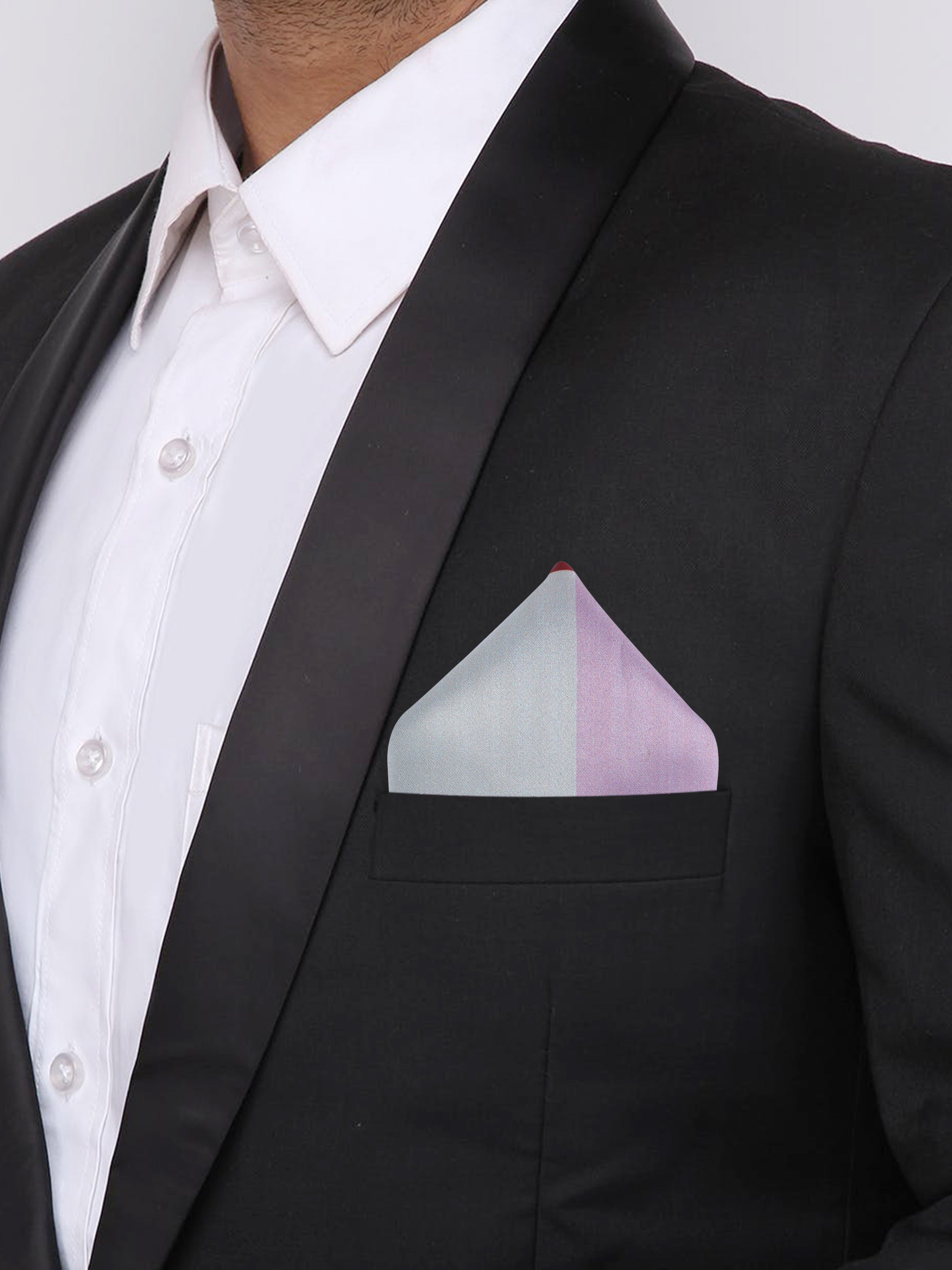 Maroon & Pink Color Blocked Pocket Square