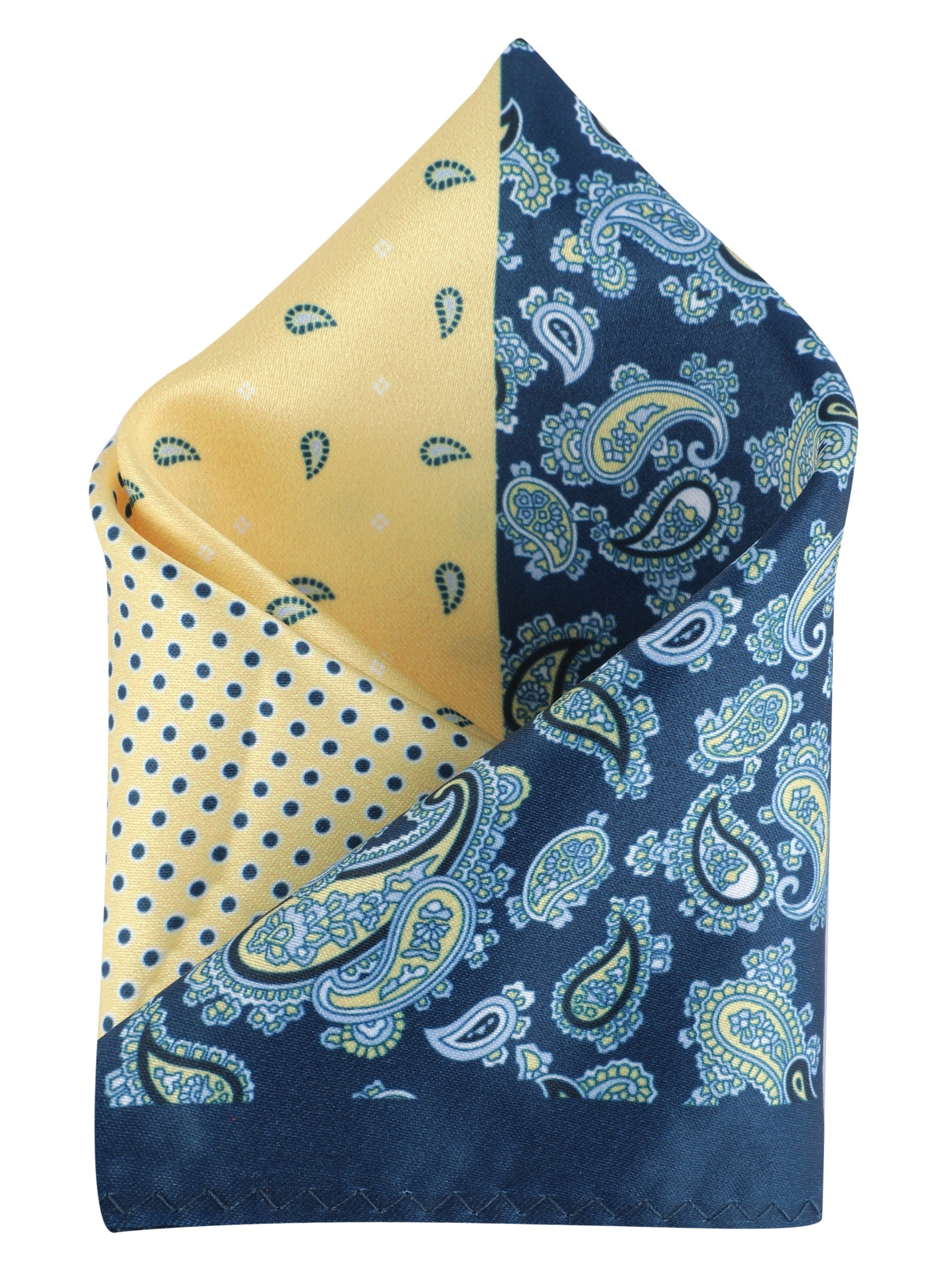 Navy & Yellow Multi Patterned Pocket Square
