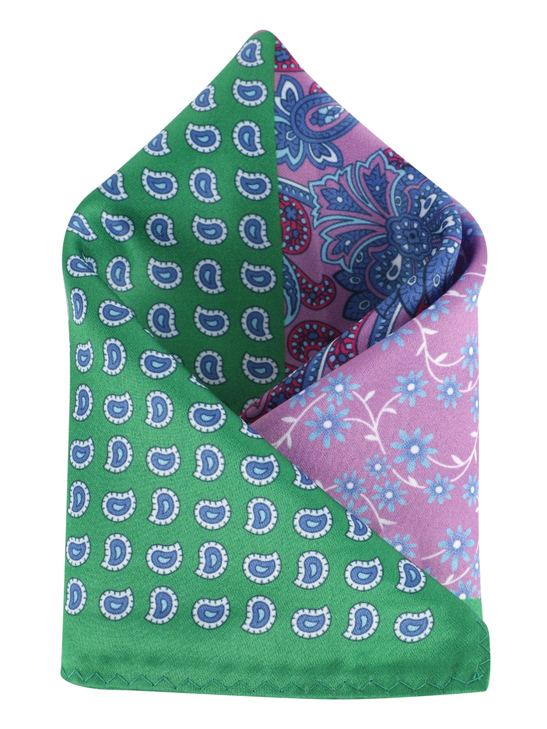 Green & Purple Multi-Patterned Pocket Square