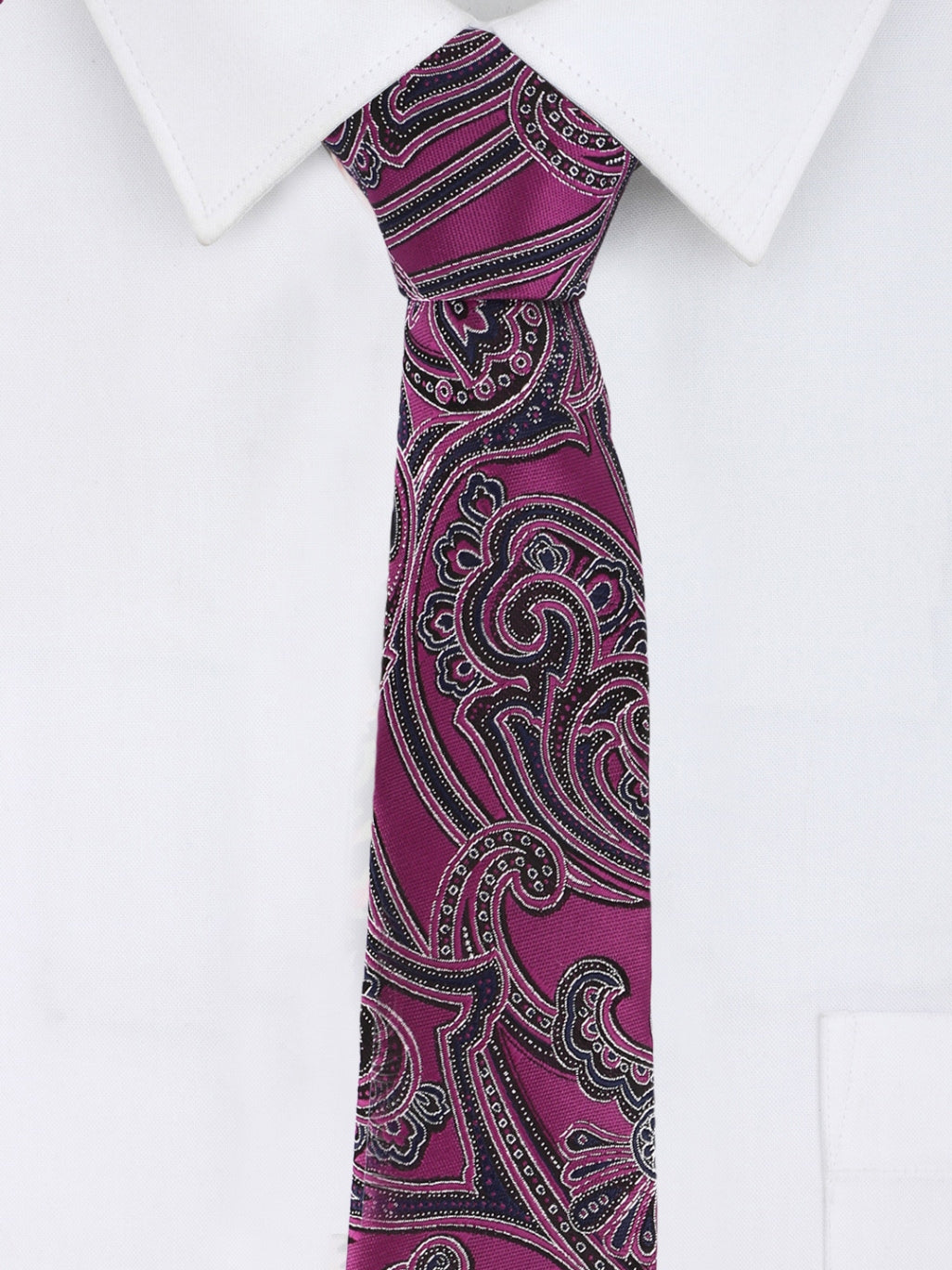 Alvaro Castagnino Microfiber Purple Coloured Paisley Printed Necktie for Men