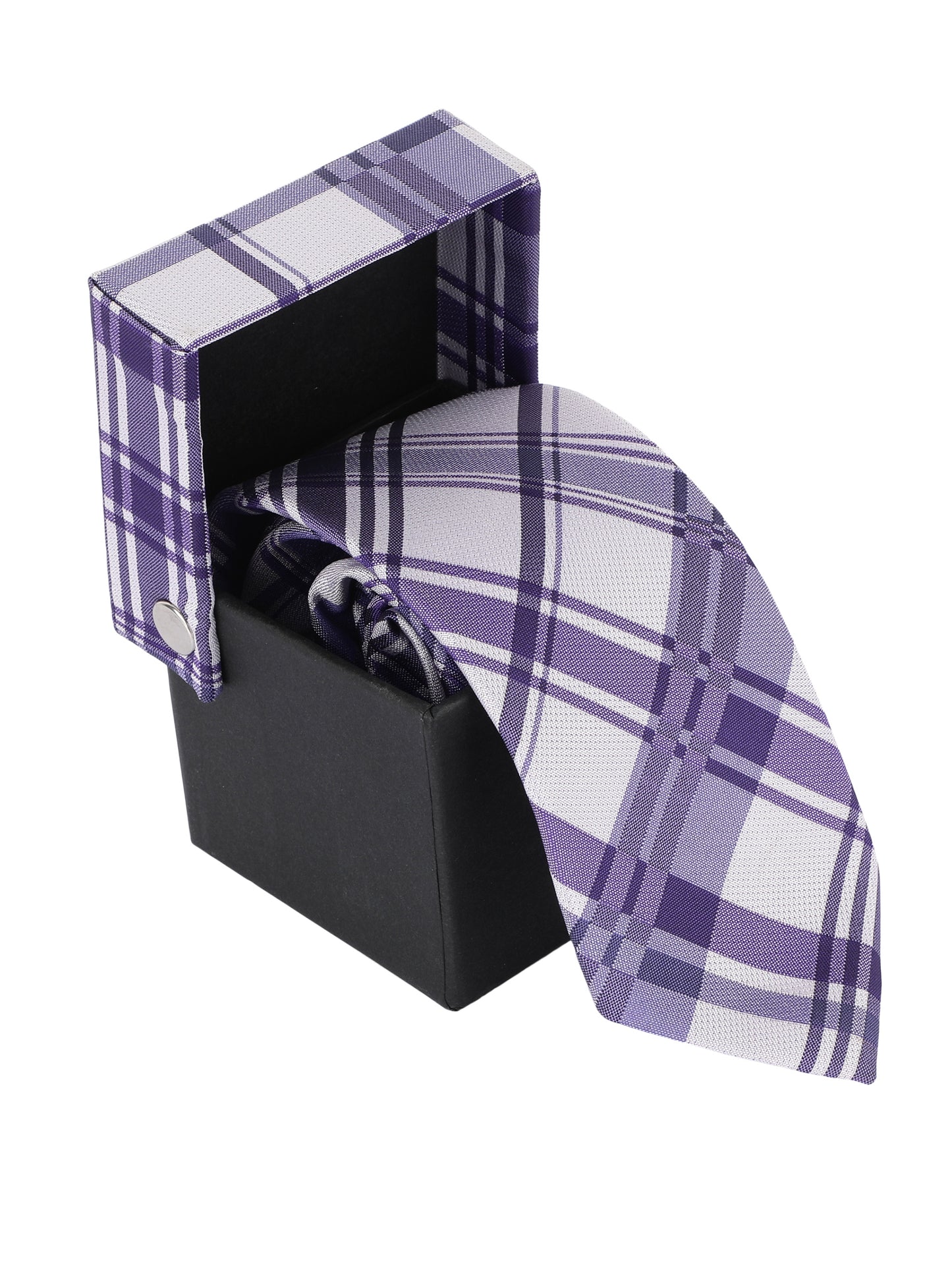 Alvaro Castagnino Microfiber Purple & White Coloured Checked Necktie for Men