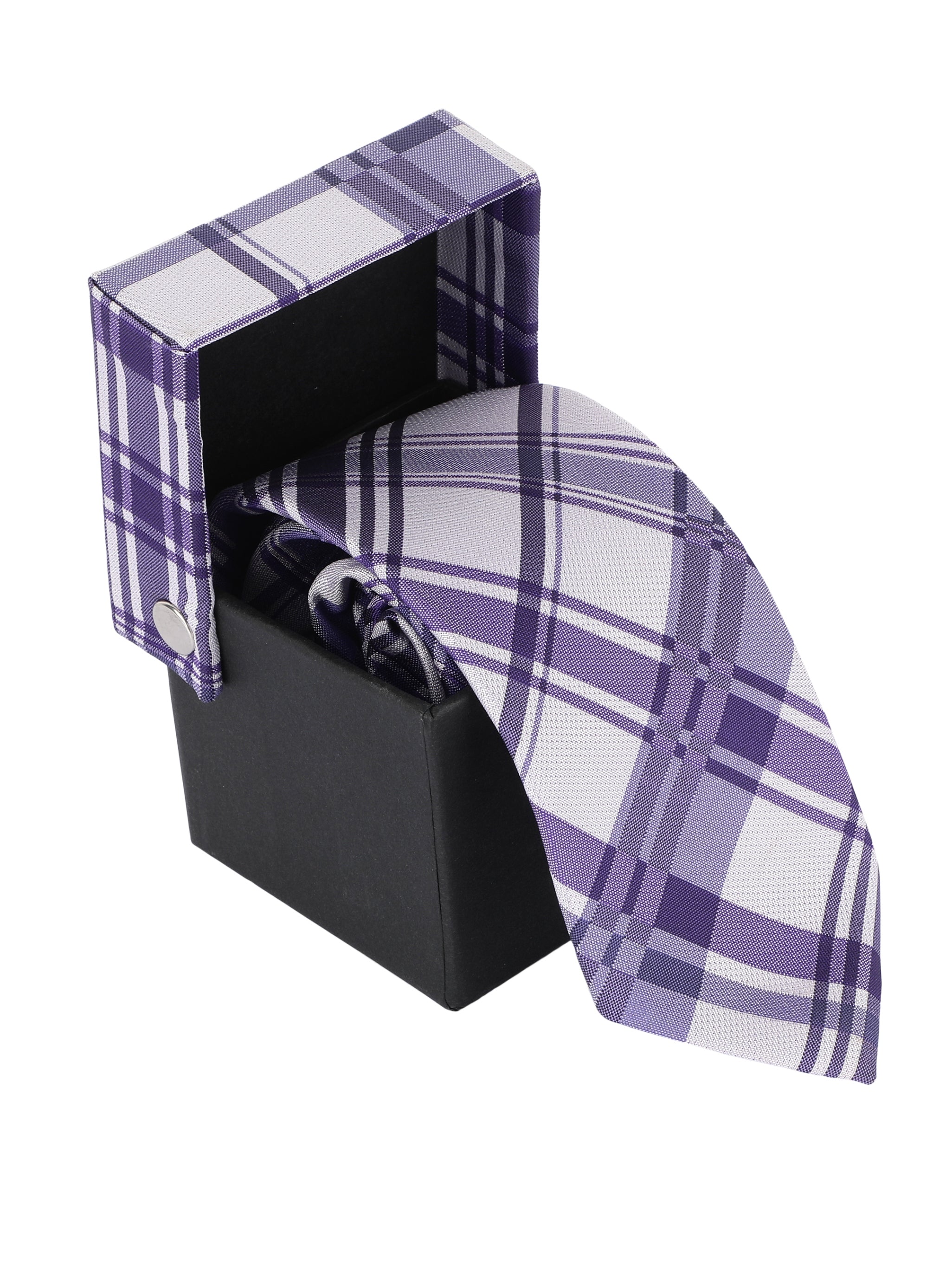 Purple & White Checked Necktie