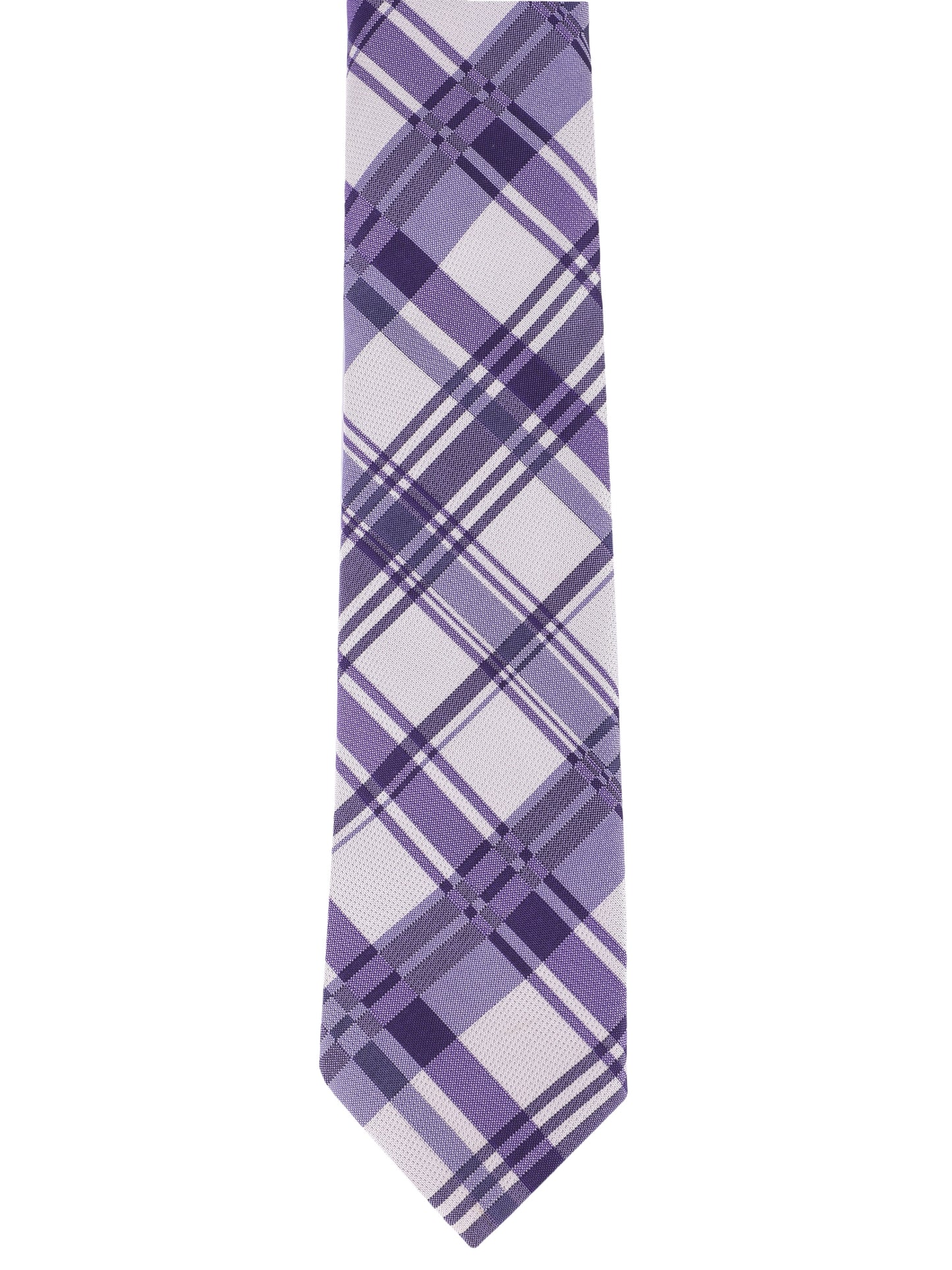 Alvaro Castagnino Microfiber Purple & White Coloured Checked Necktie for Men