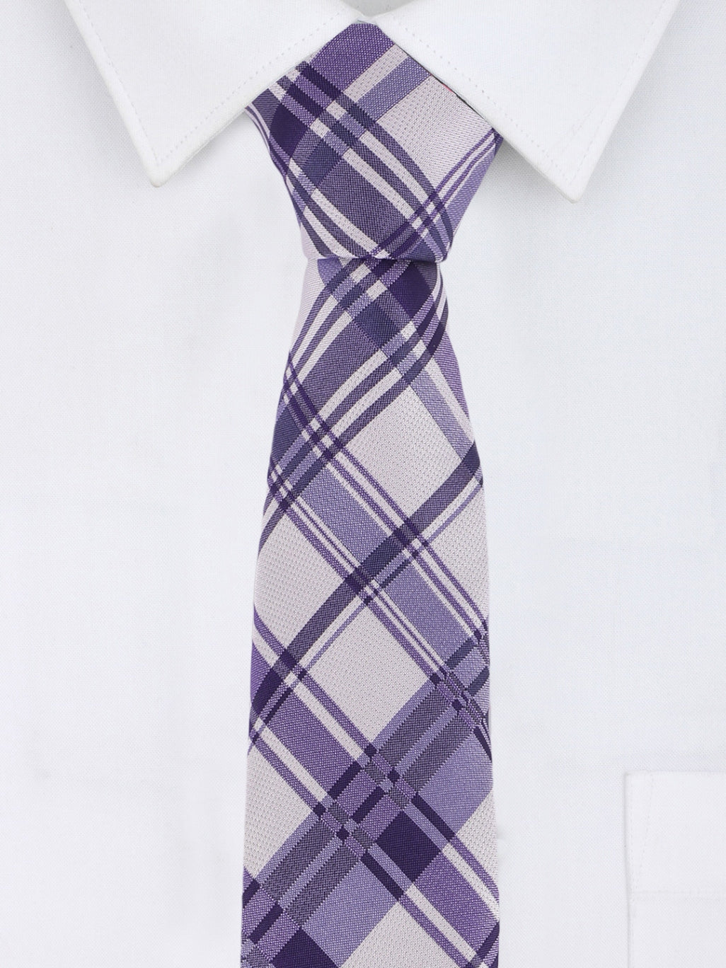Alvaro Castagnino Microfiber Purple & White Coloured Checked Necktie for Men