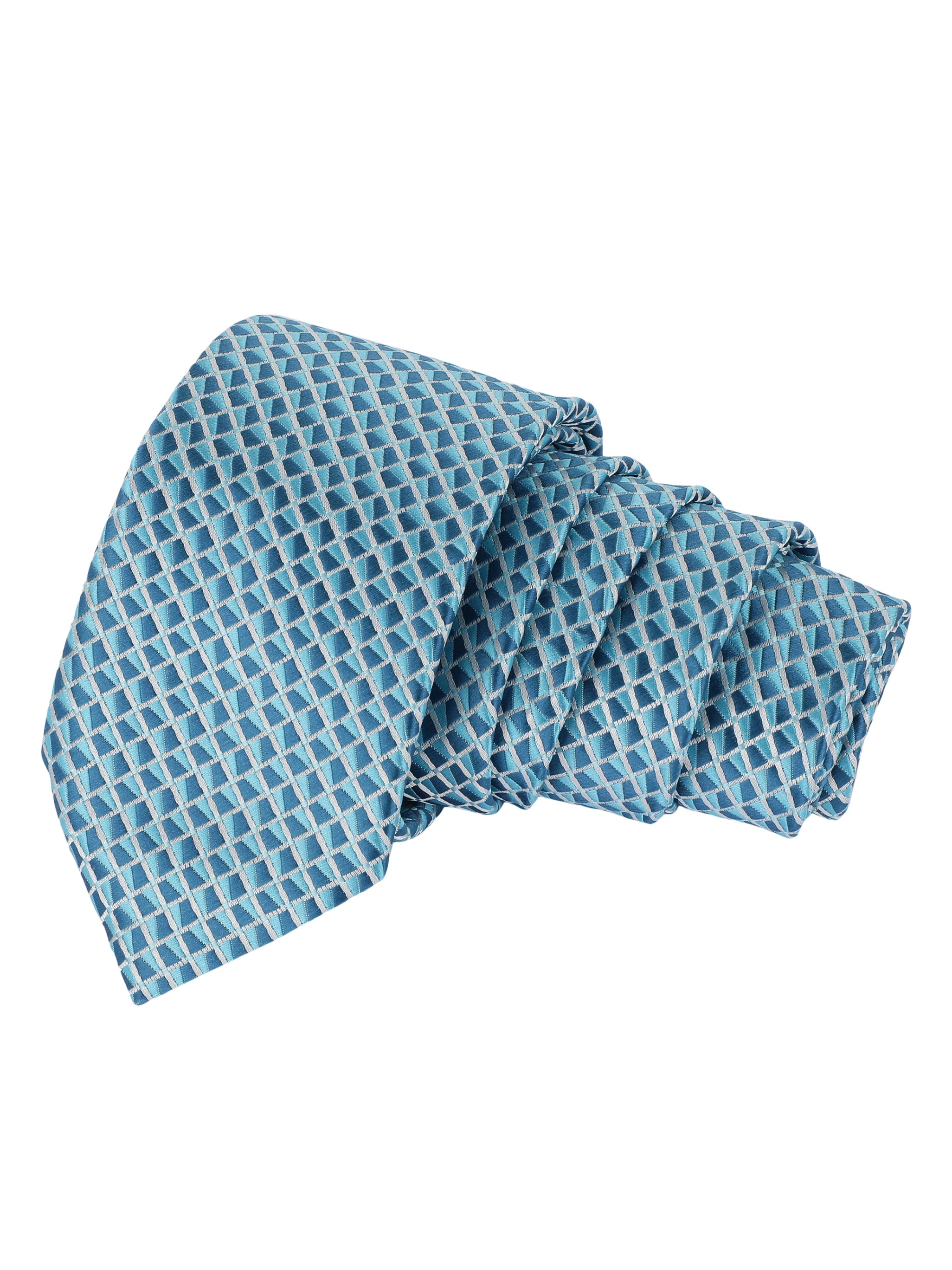 Blue & White Geometric Necktie