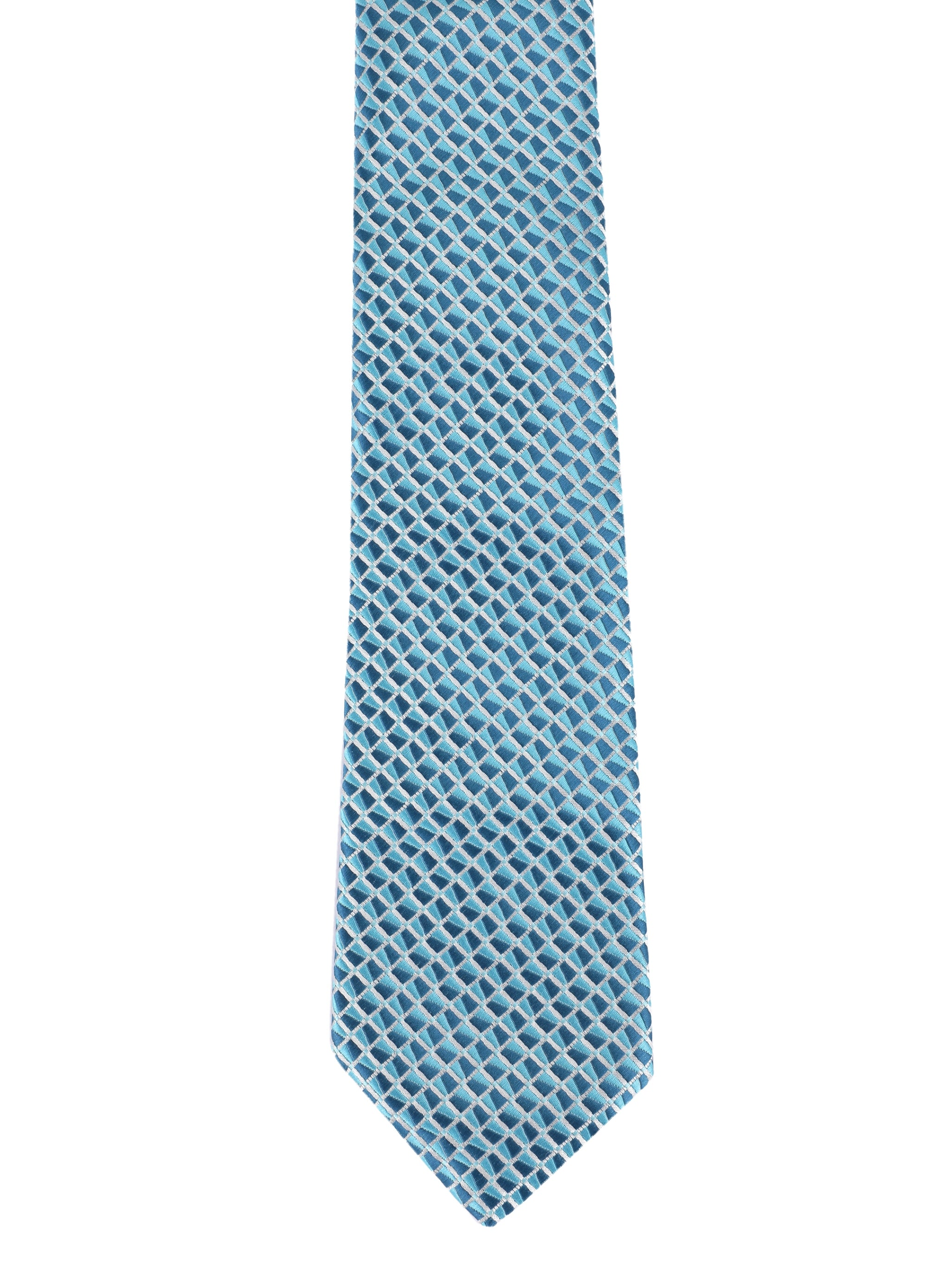 Blue & White Geometric Necktie