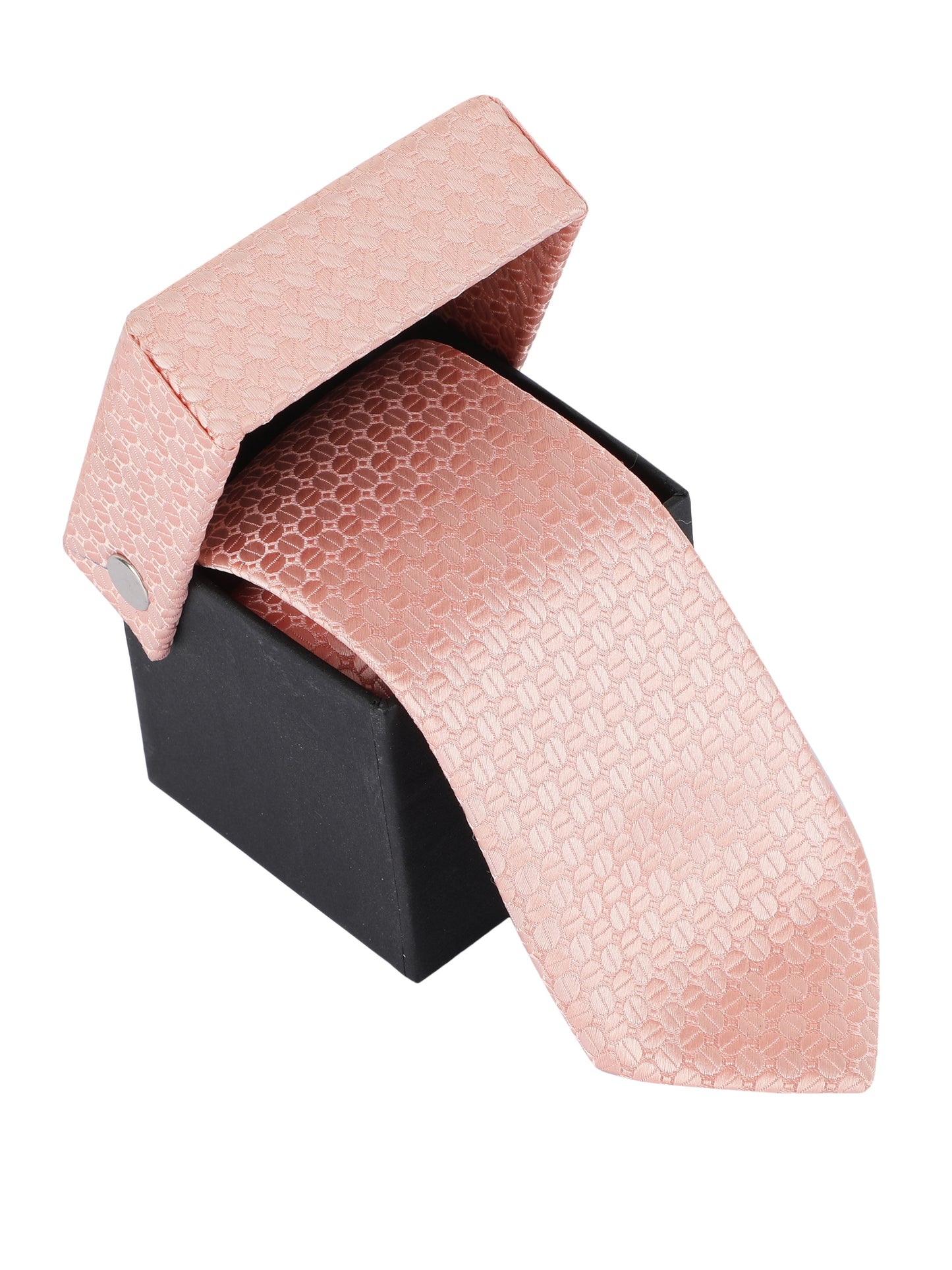 Alvaro Castagnino Microfiber Peach Coloured Printed Necktie with same fabric box for Men