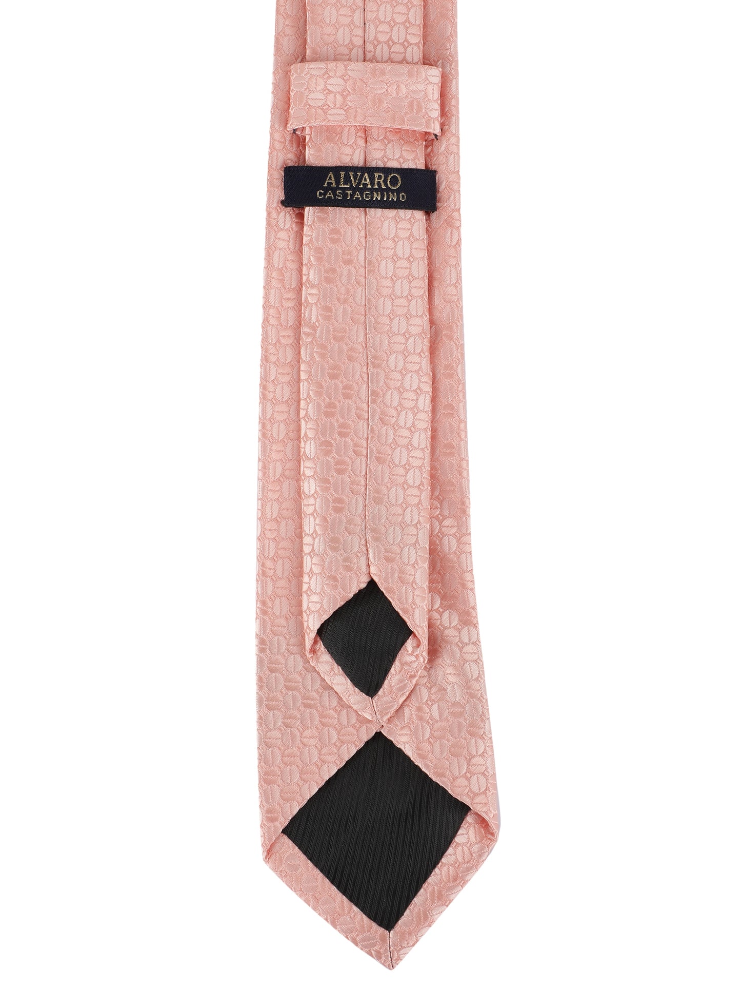 Alvaro Castagnino Microfiber Peach Coloured Printed Necktie with same fabric box for Men