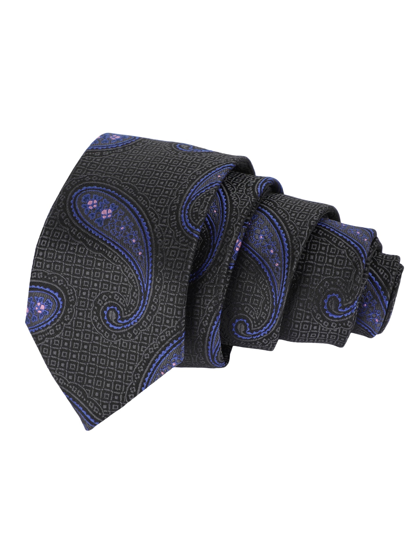 Alvaro Castagnino Microfiber Black Coloured Printed Necktie with same fabric box for Men