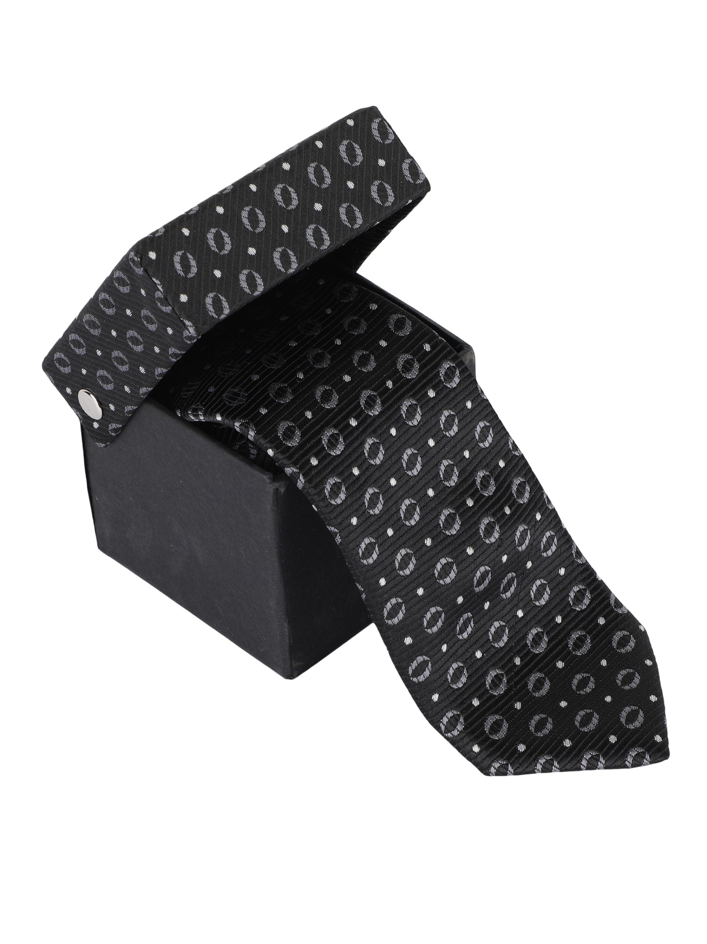 Alvaro Castagnino Microfiber Black & Grey Coloured Printed Necktie with same fabric box for Men