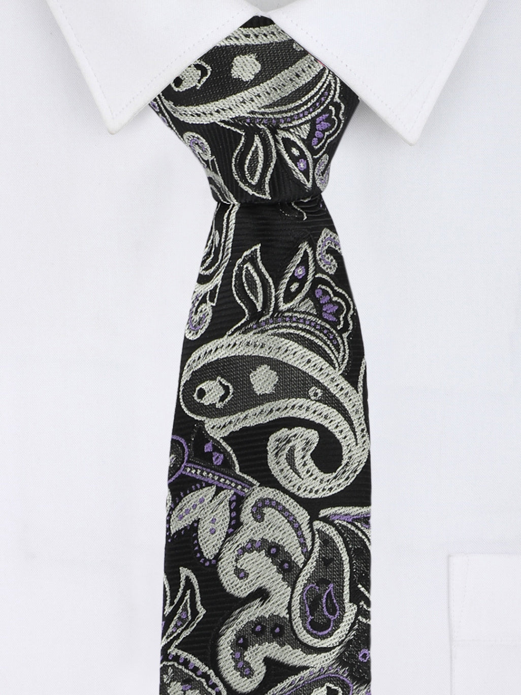 Alvaro Castagnino Microfiber Black & Multi Coloured Printed Necktie with same fabric box for Men