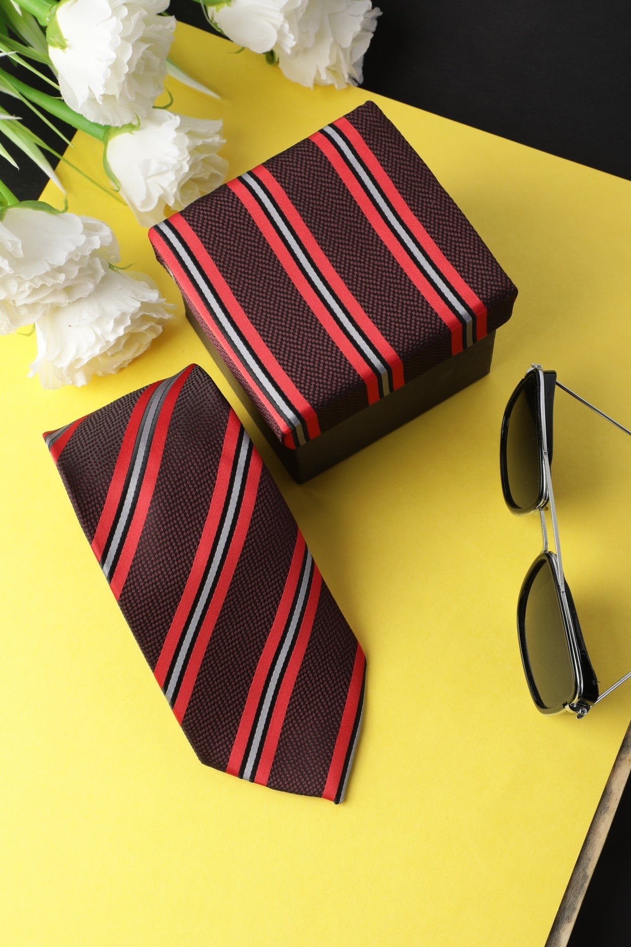 Maroon Striped Necktie