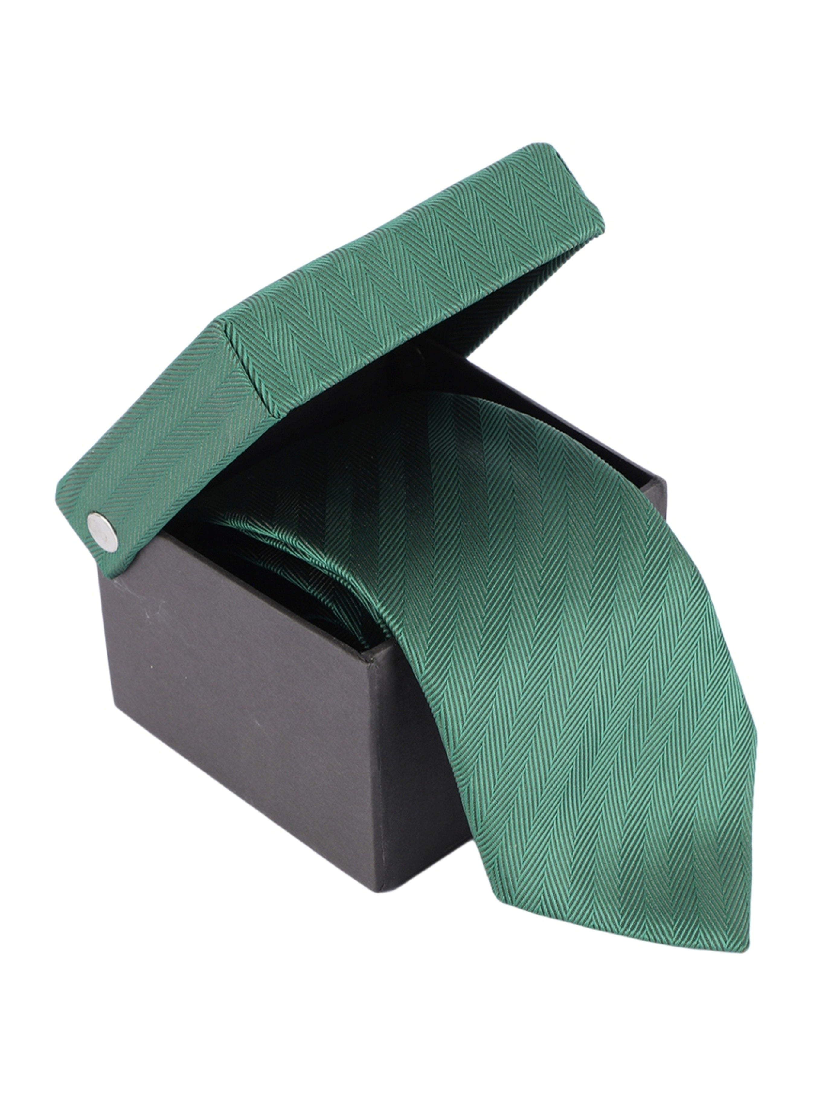 Green Herringbone Necktie