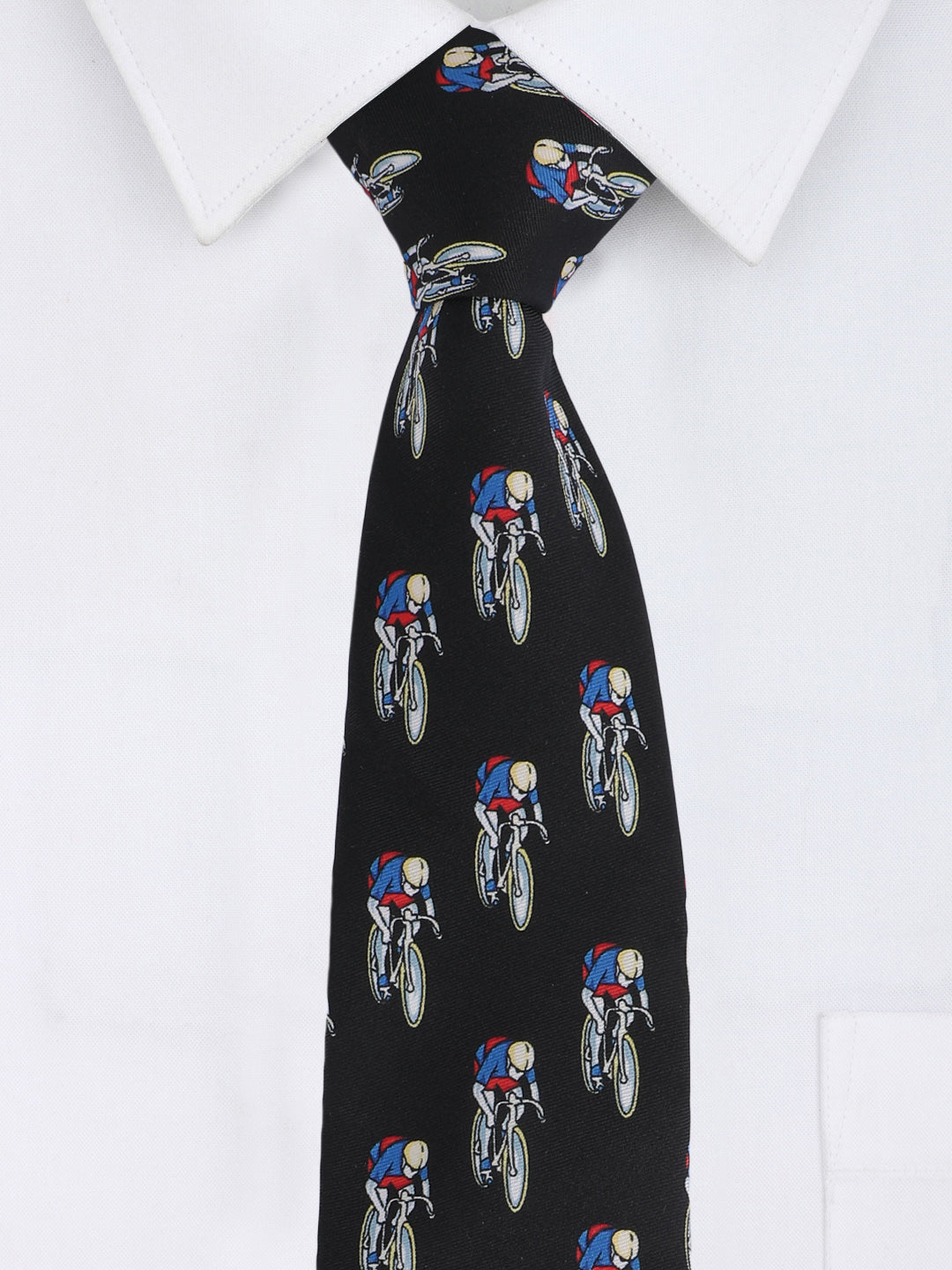 Black Bicycle Print Necktie