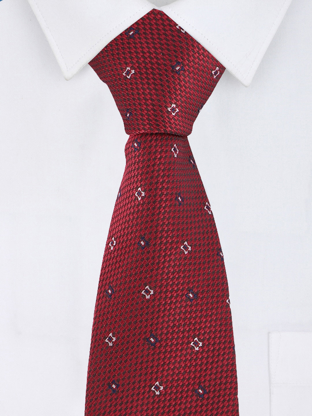 Maroon Geometric Micro Motif Necktie