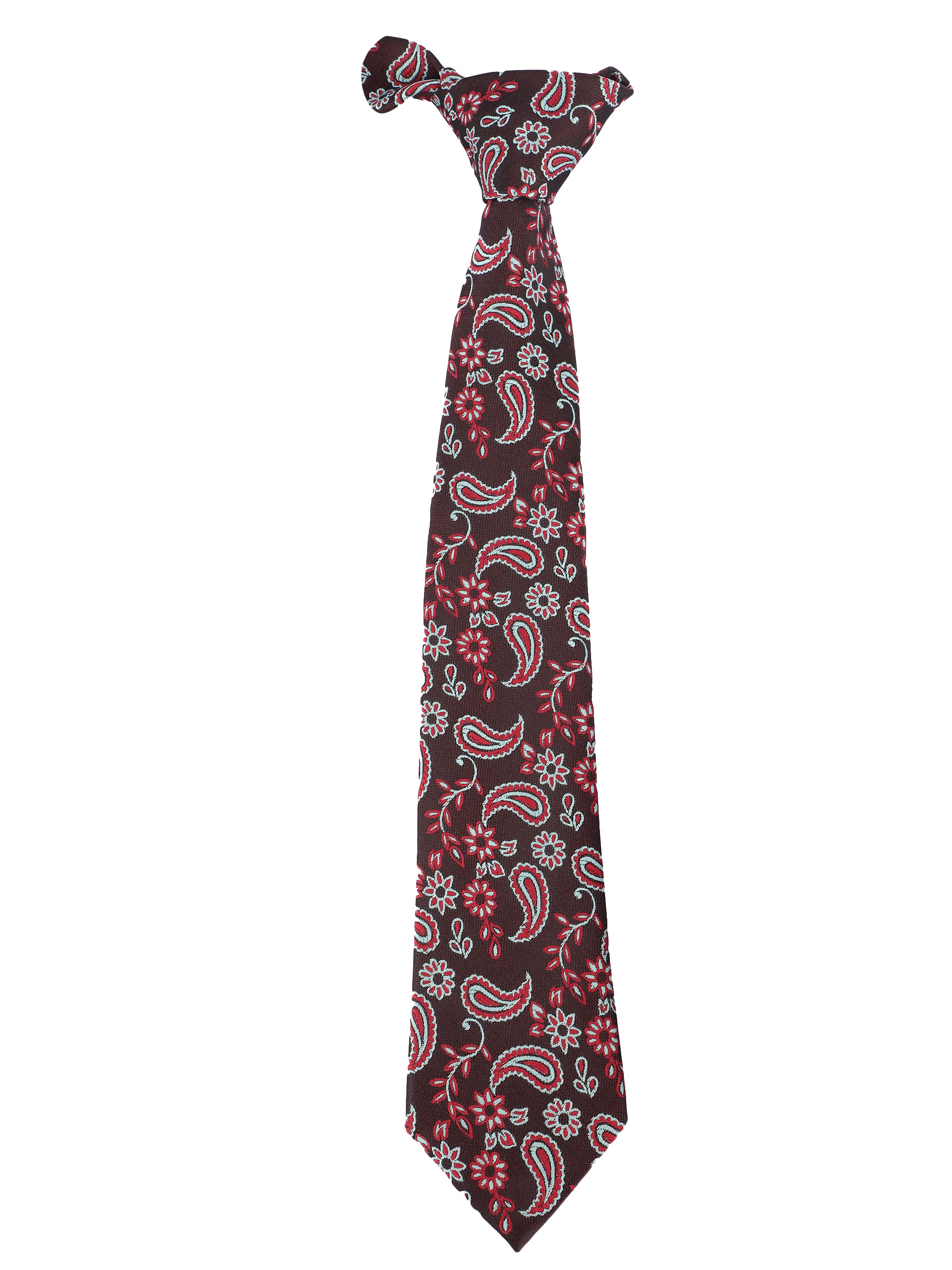 Black & Maroon Paisley & Floral Printed Necktie