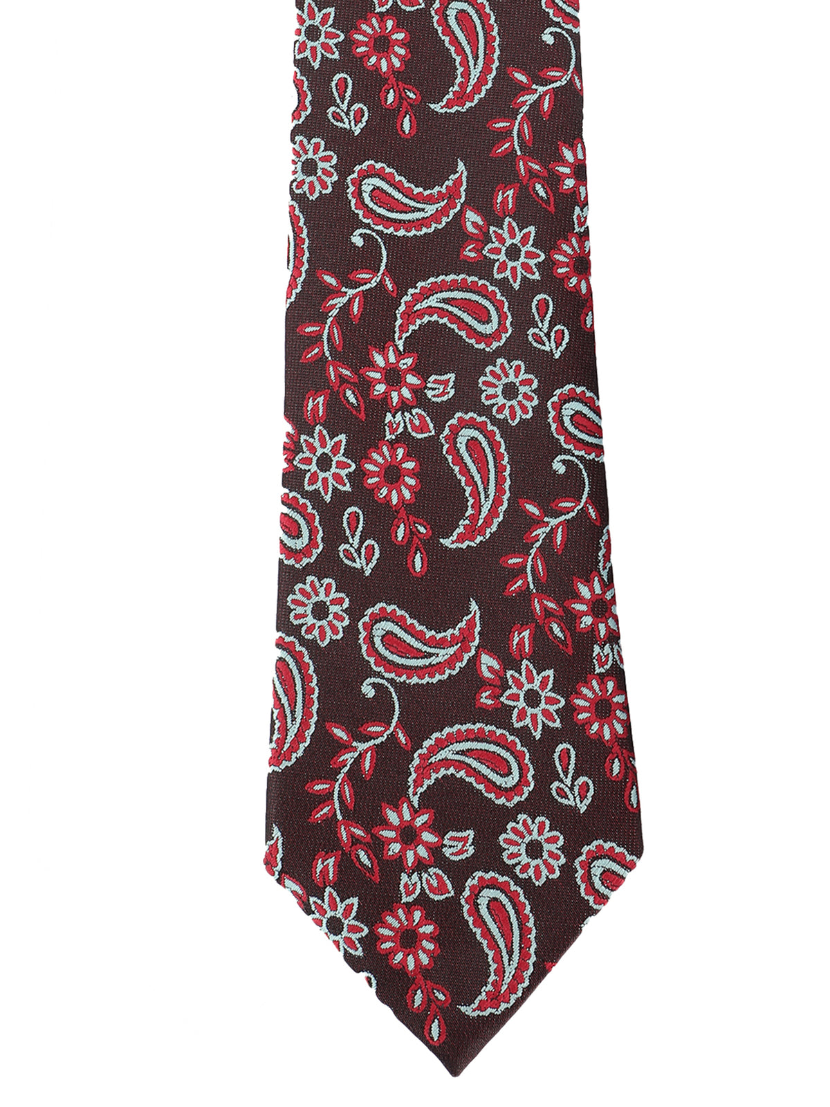 Black & Maroon Paisley & Floral Printed Necktie