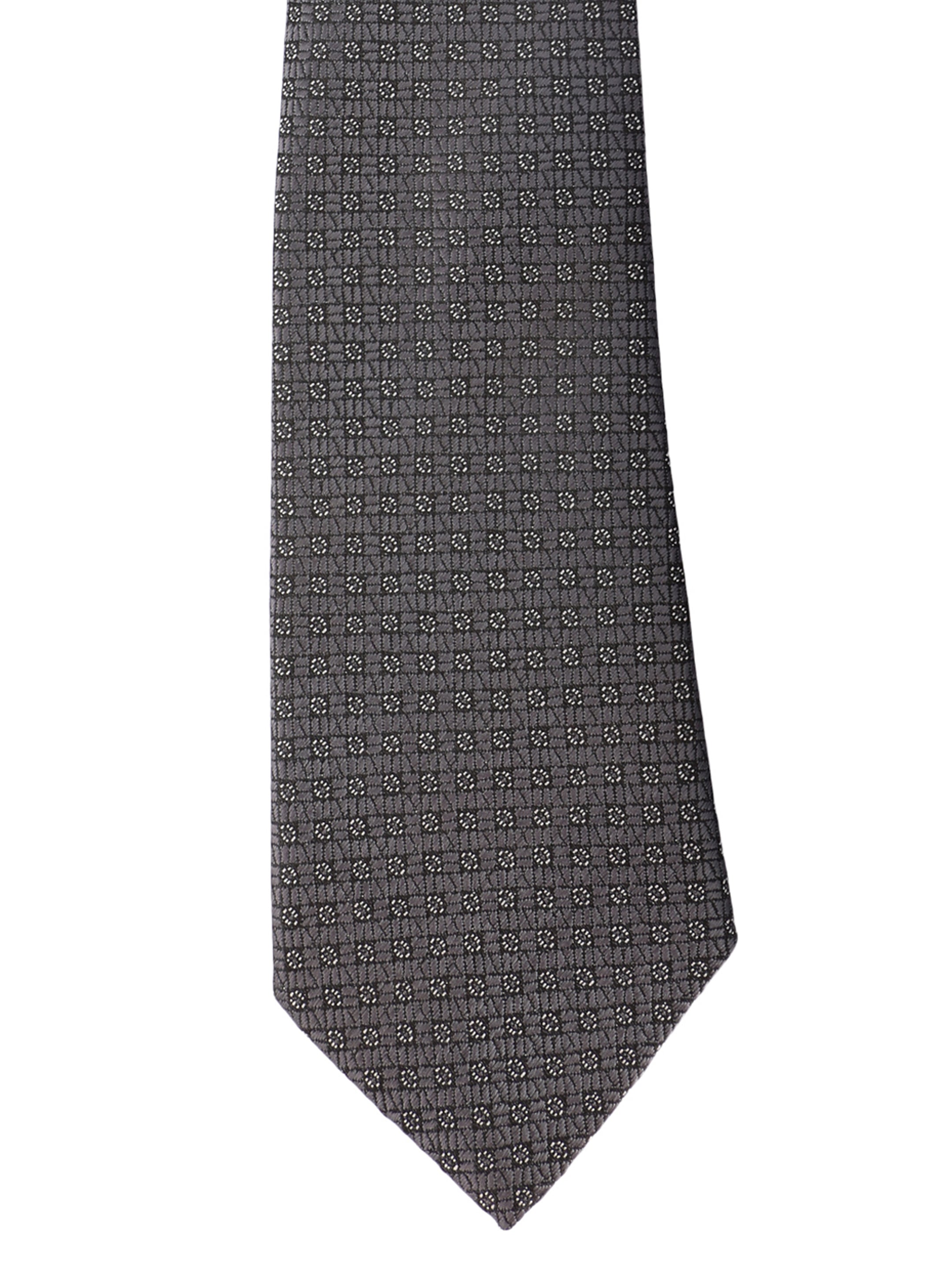 Grey Micro Dot Grid Necktie