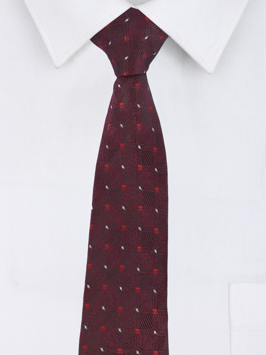 Maroon Woven Grid Necktie