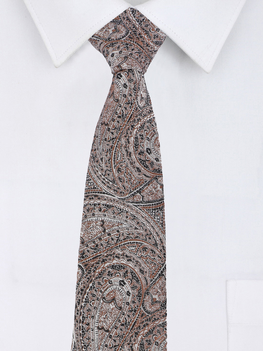 Brown & Grey Paisley Necktie
