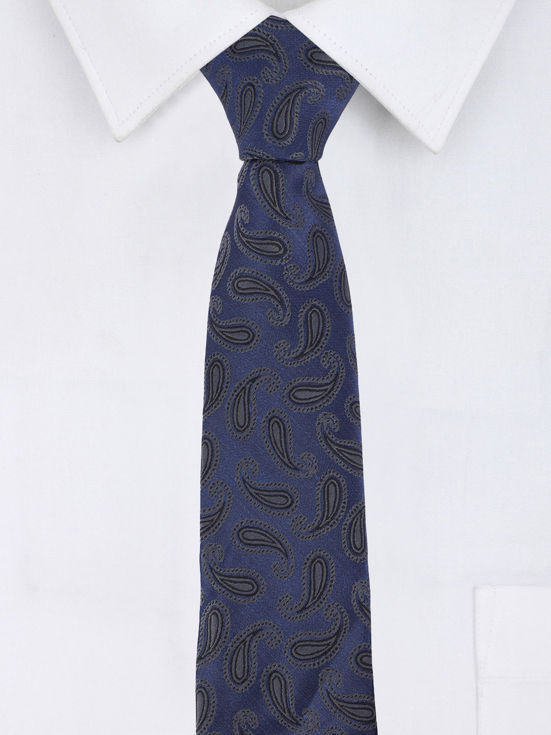 Navy Blue & Black Paisley Necktie
