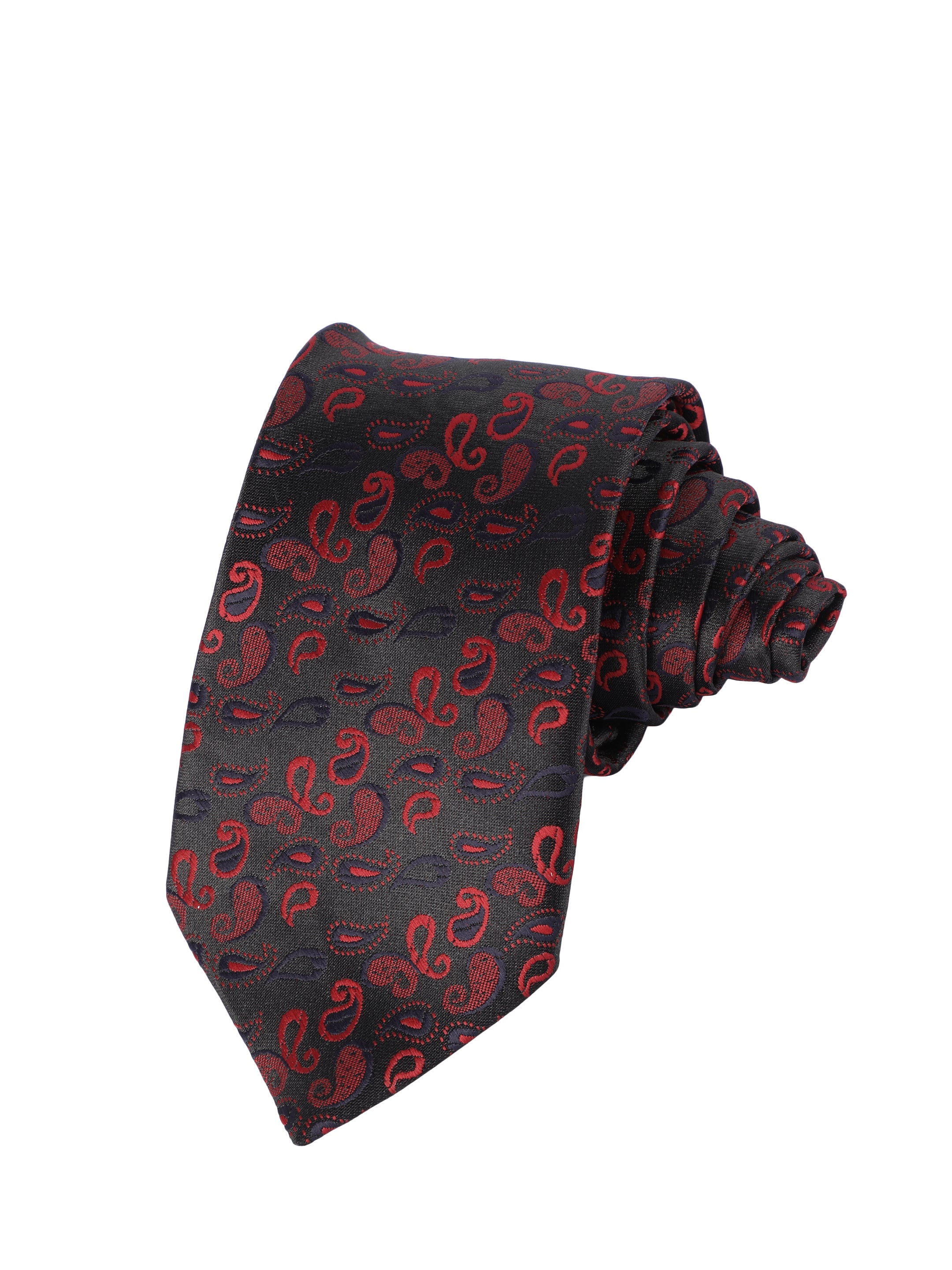 Black & Maroon Paisley Woven Necktie