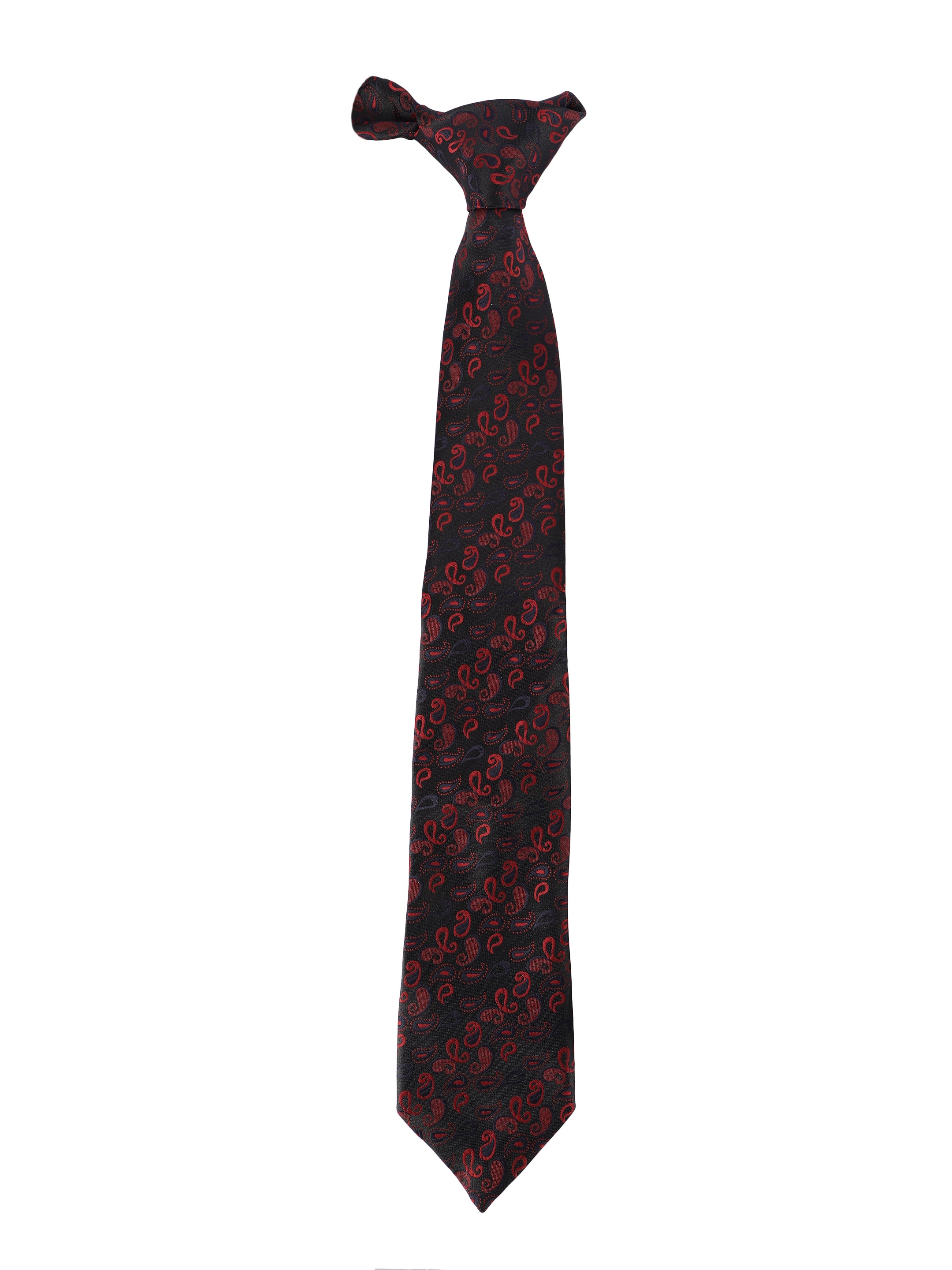 Black & Maroon Paisley Woven Necktie