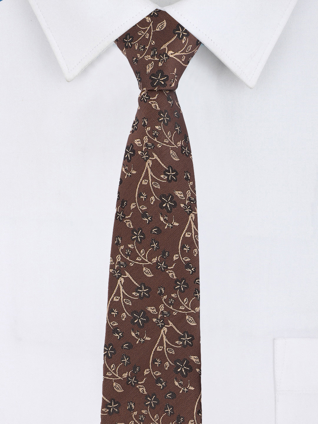 Brown Floral Necktie