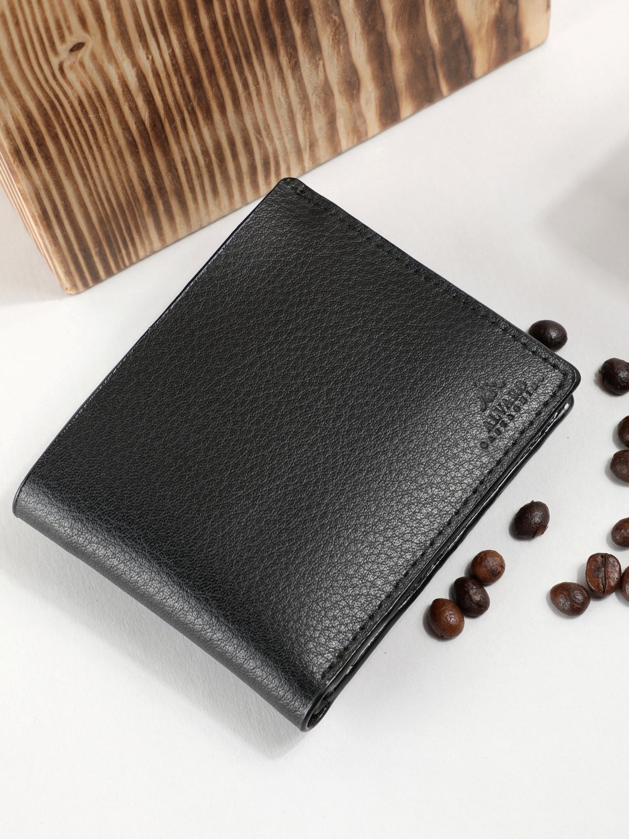 Black Shrunken Grain Leather Wallet