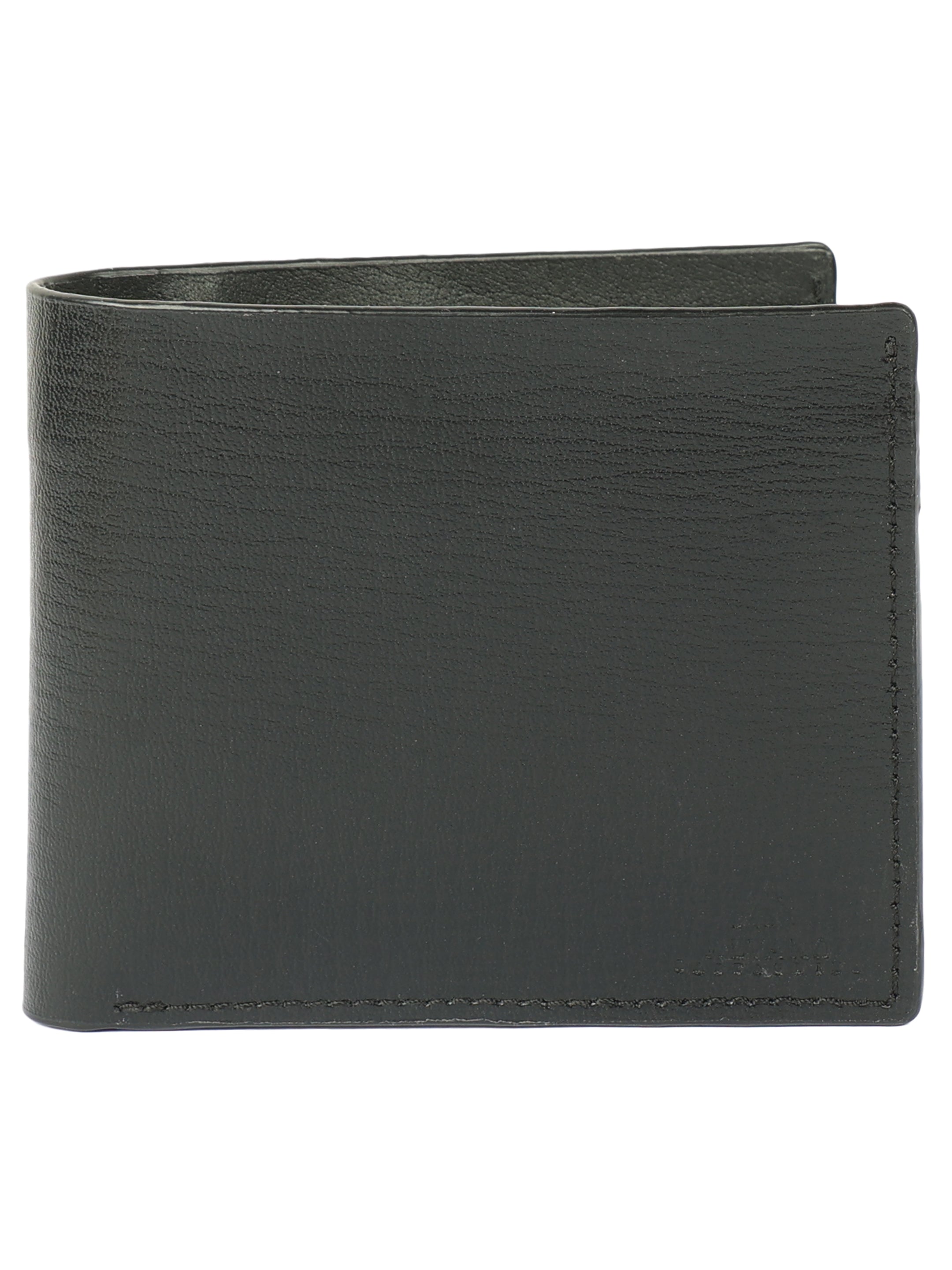 Black Creased Textured Leather Wallet