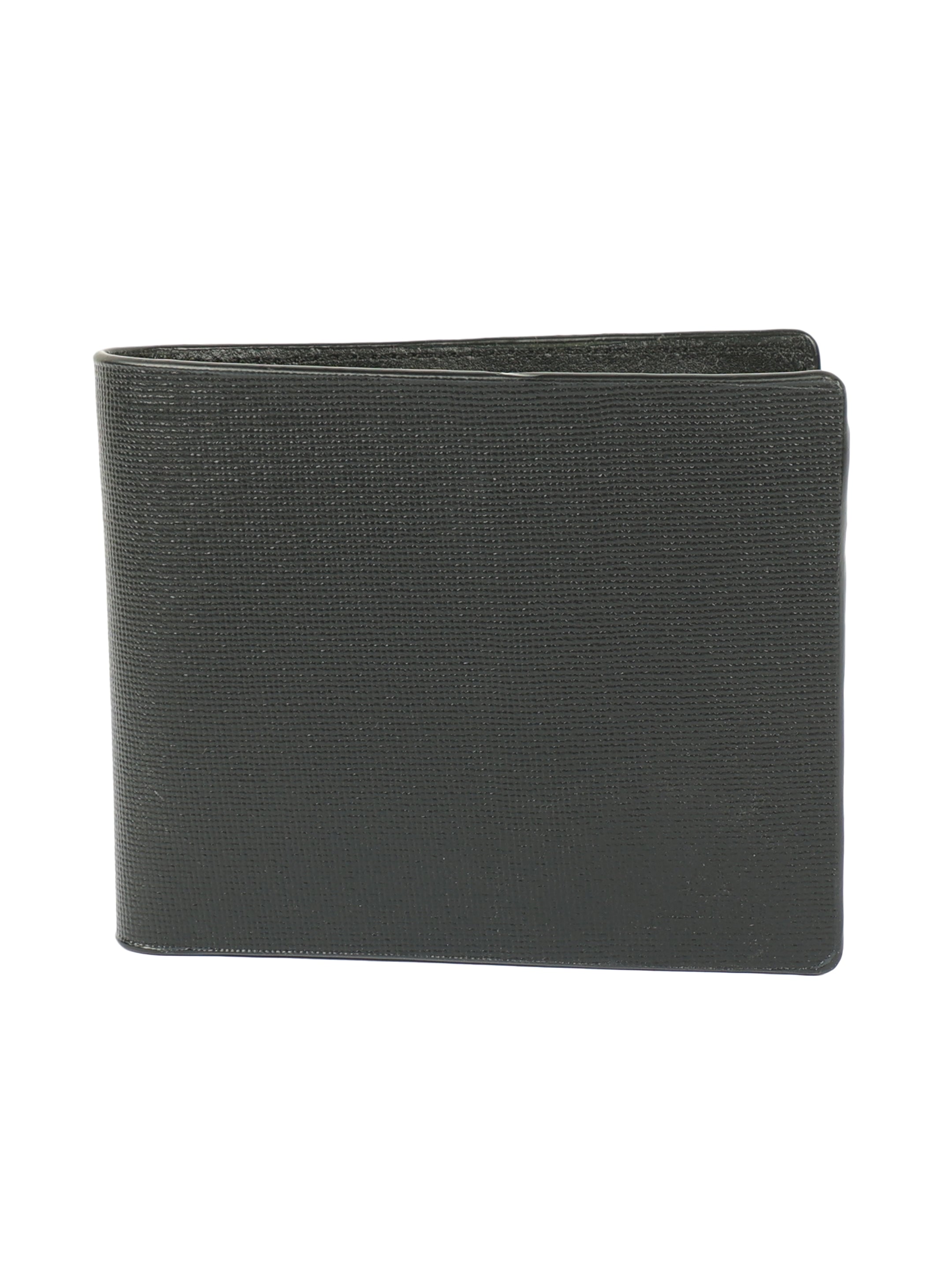 Mesh-Textured Black Leather Wallet