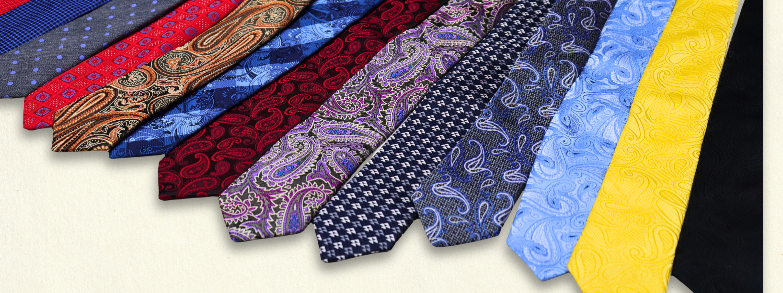 Men’s formal neckties in multiple colors and elegant patterns