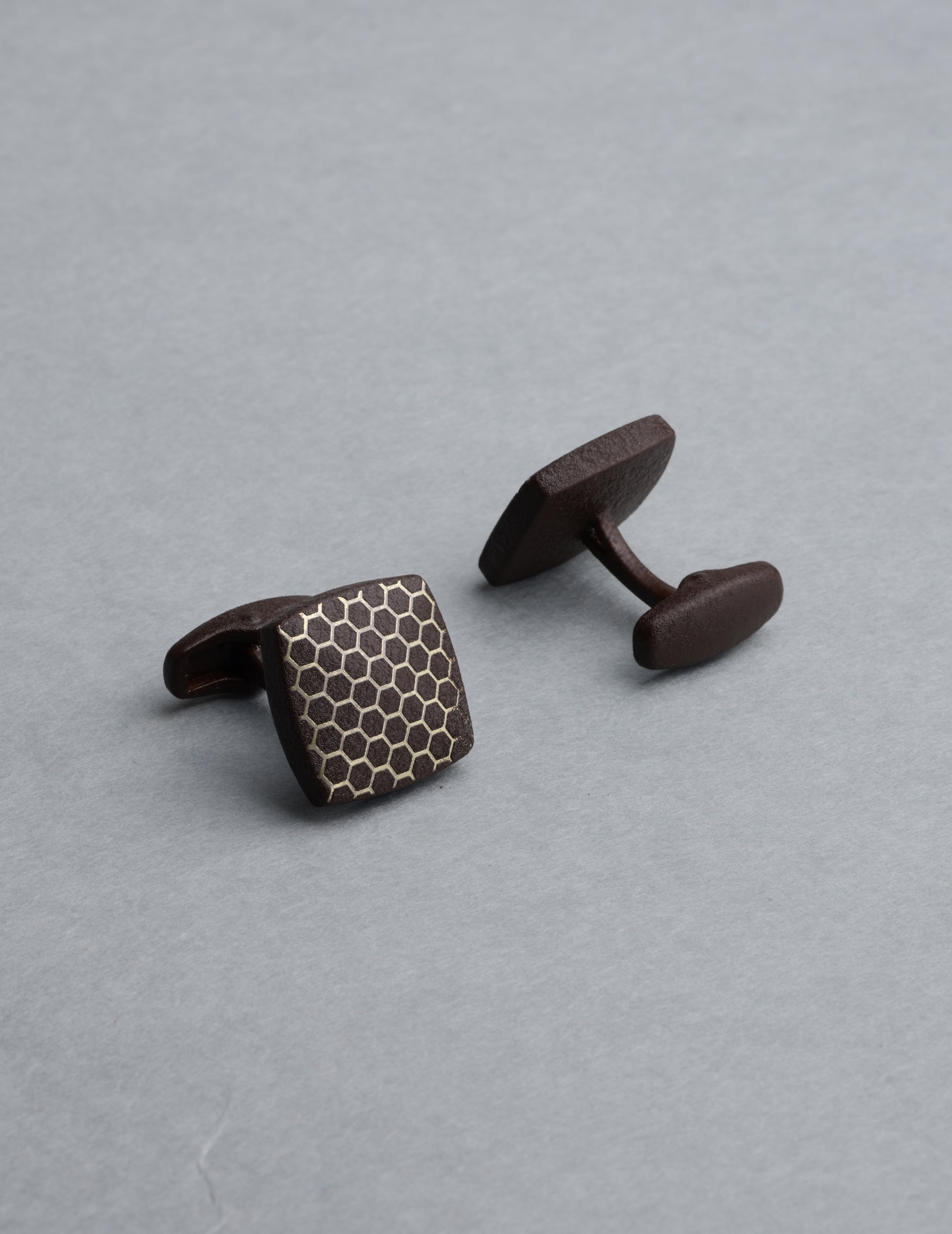 Brown Honeycomb Pattern Cufflinks