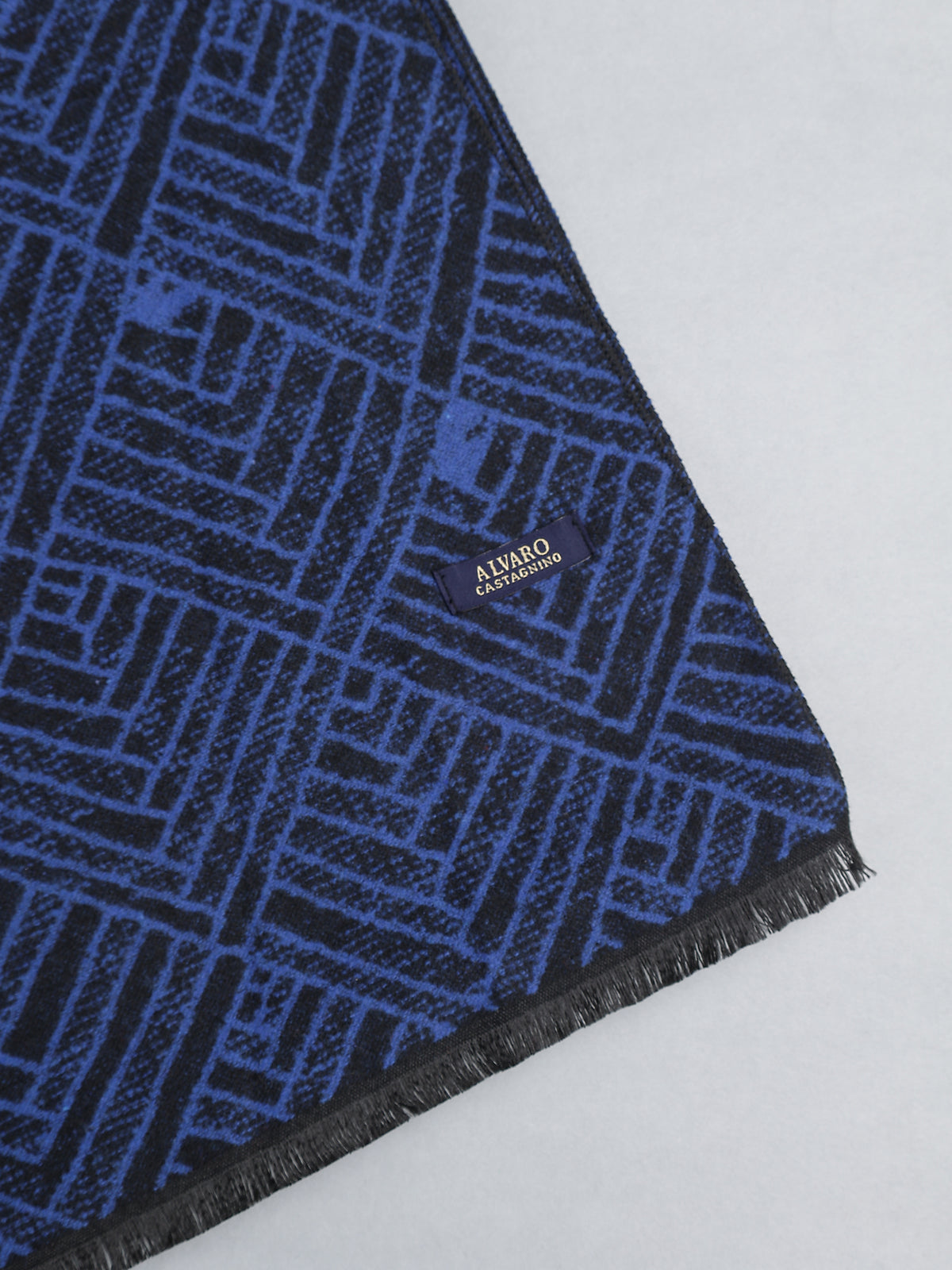 Royal Blue & Black Geometric Labyrinth Winter Muffler