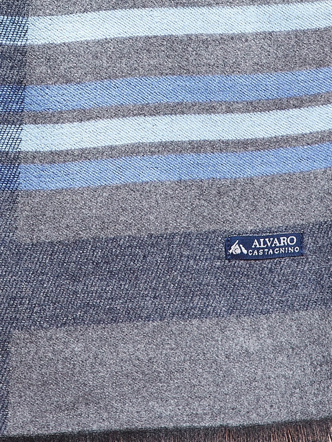 Alvaro Castagnino Men Grey & Blue Striped Mufflers