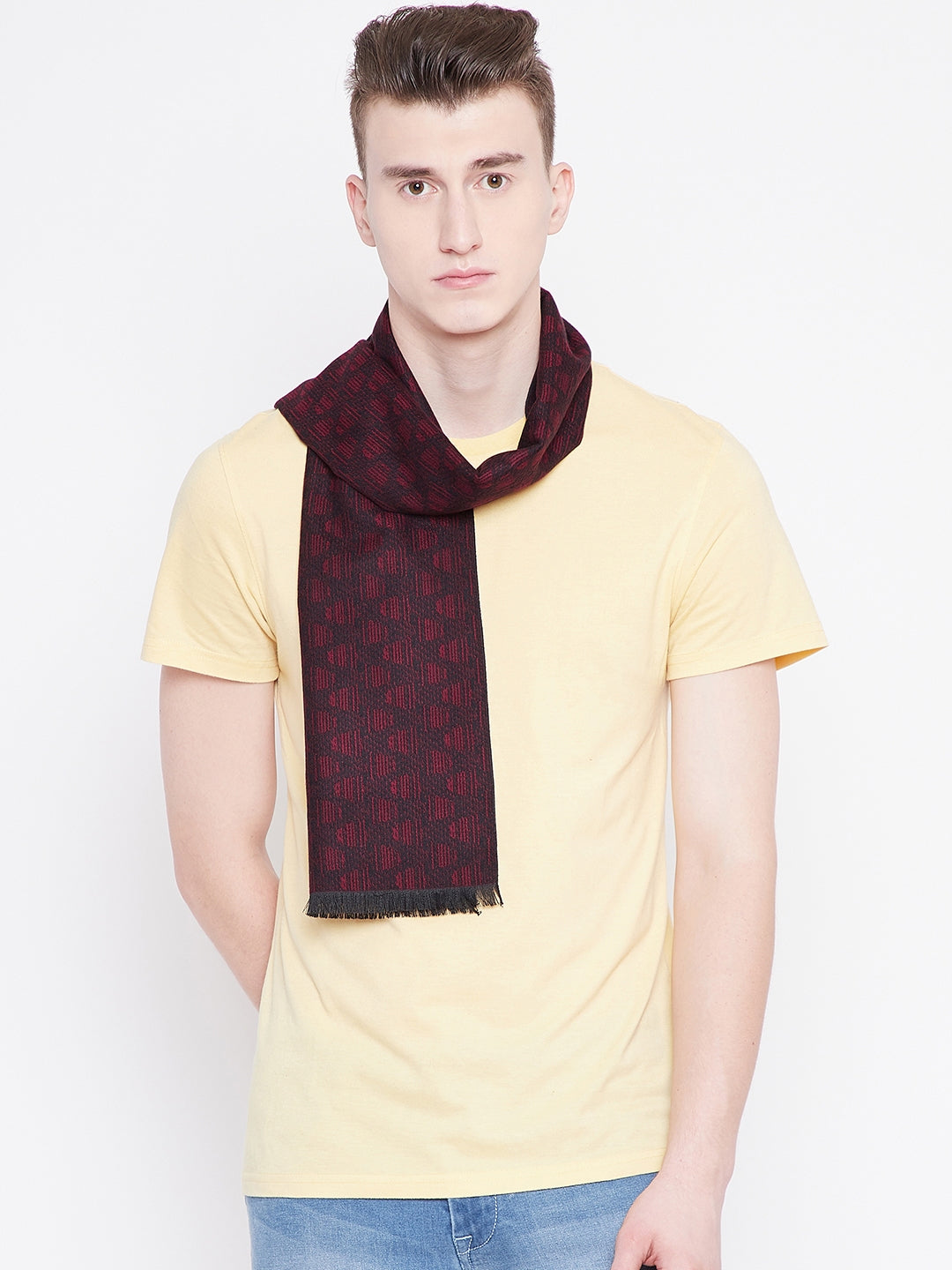 Alvaro Castagnino Men Maroon & Black Printed Mufflers