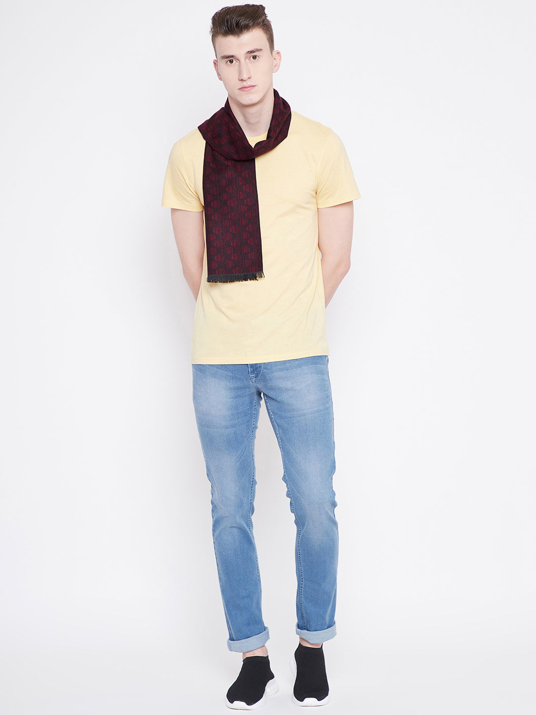 Alvaro Castagnino Men Maroon & Black Printed Mufflers