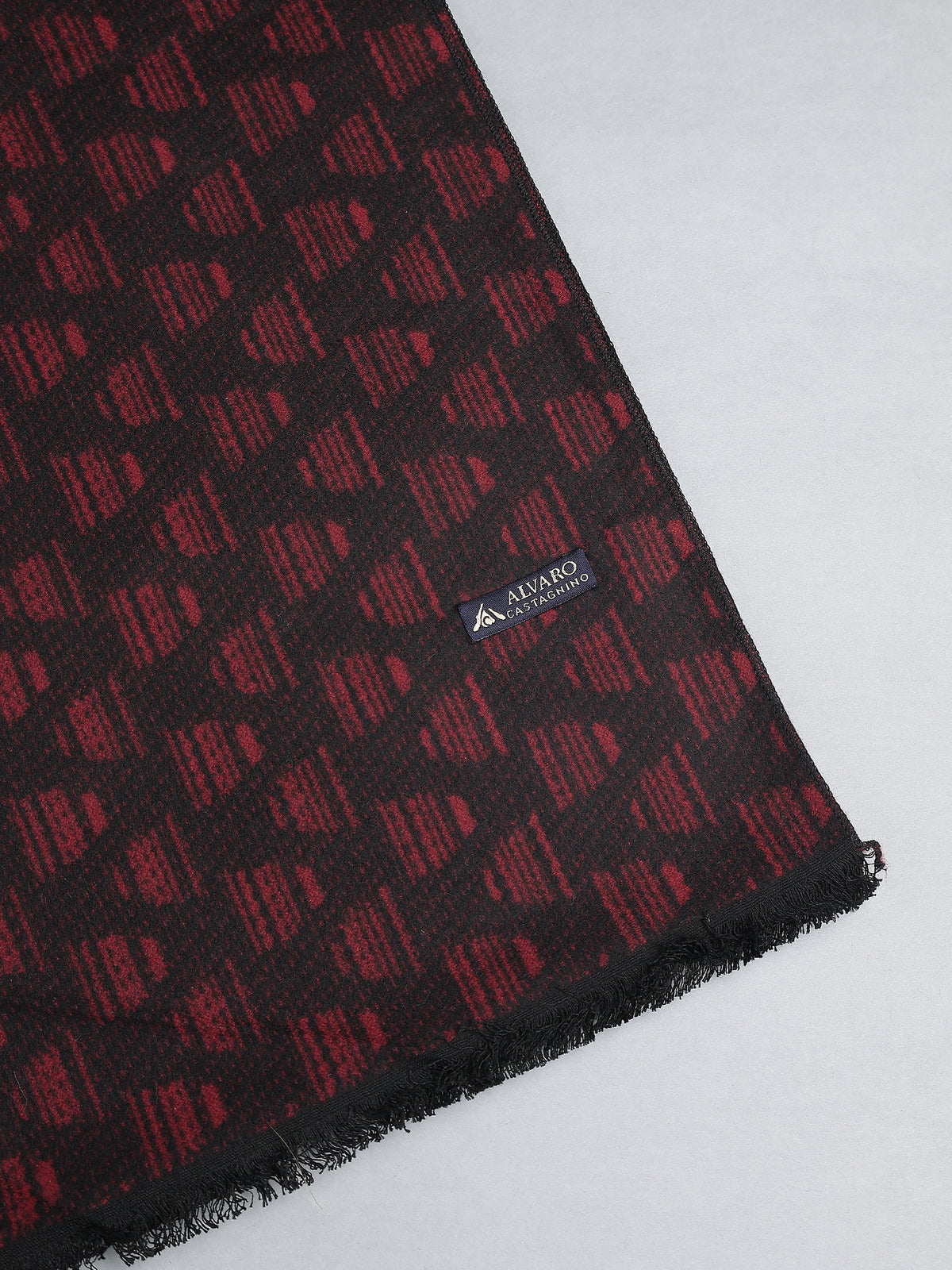 Crimson Red & Charcoal Geo-Textured Winter Muffler