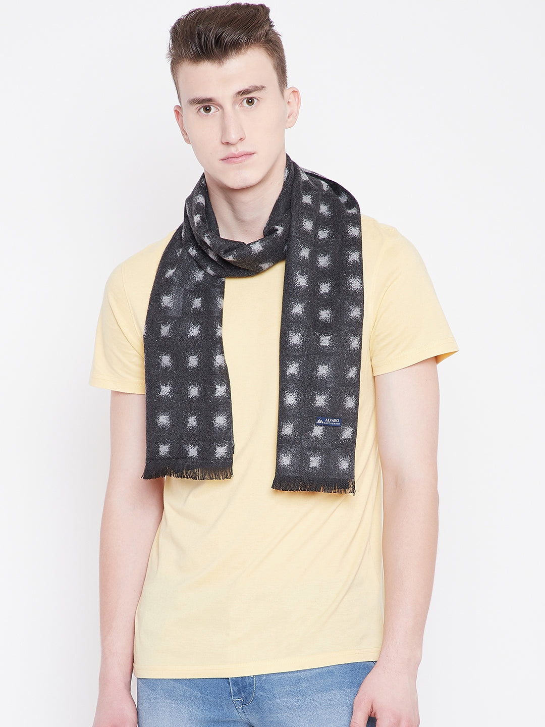 Alvaro Castagnino Men Grey & White Printed Mufflers