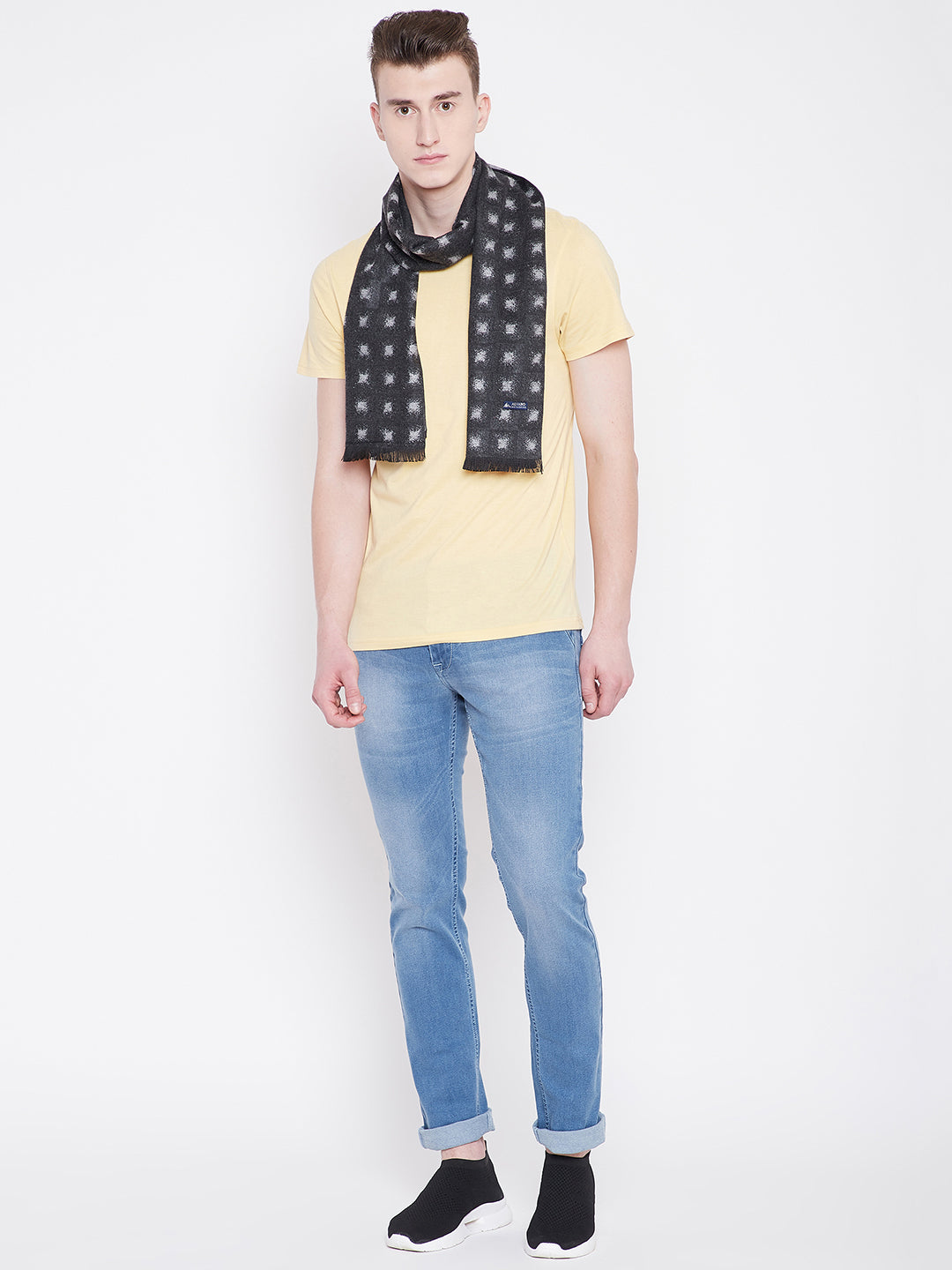 Alvaro Castagnino Men Grey & White Printed Mufflers