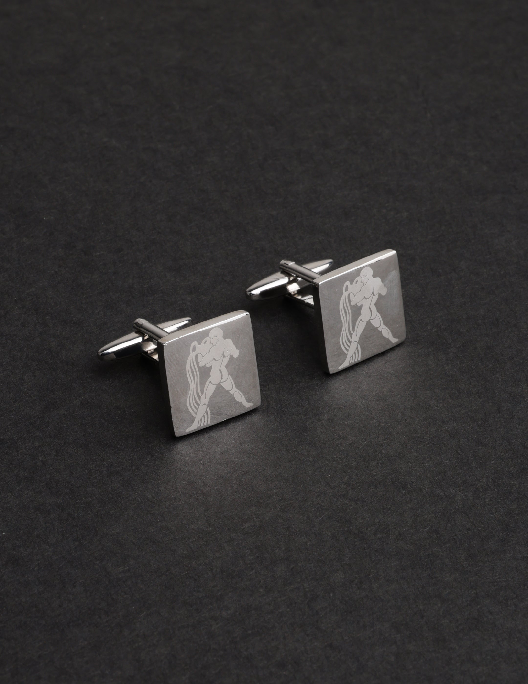 Silver Square Engraved Cufflink