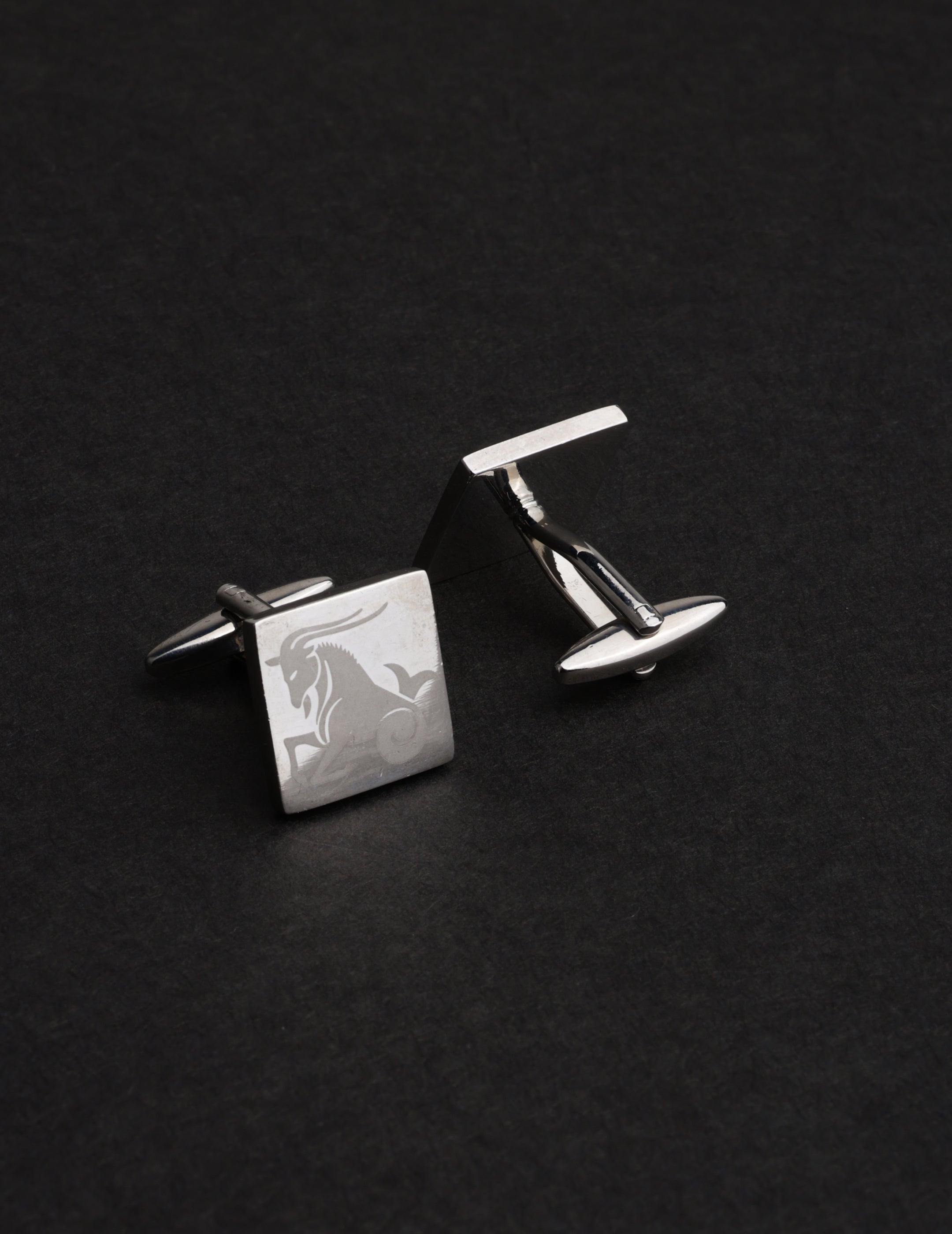 Silver Capricorn Zodiac Cufflink