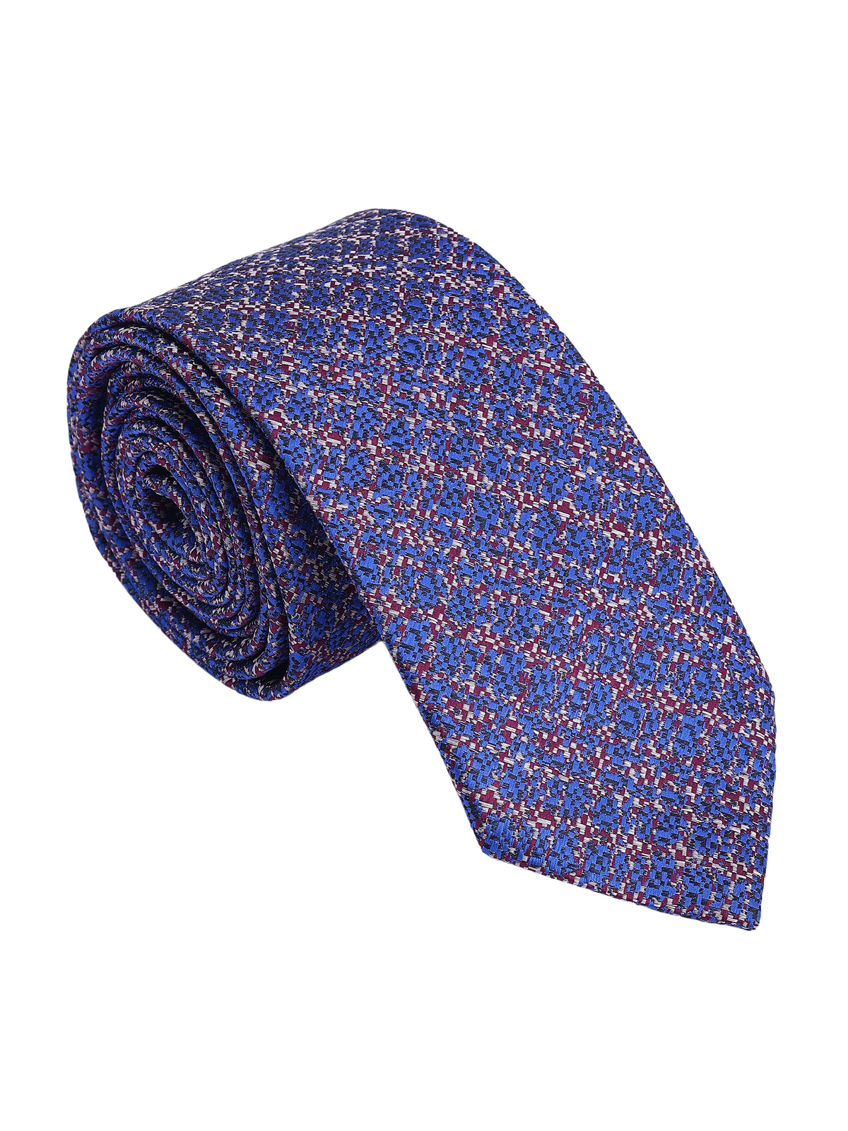 Aristocratic Royal Blue Micro-Geometric Cotton Necktie