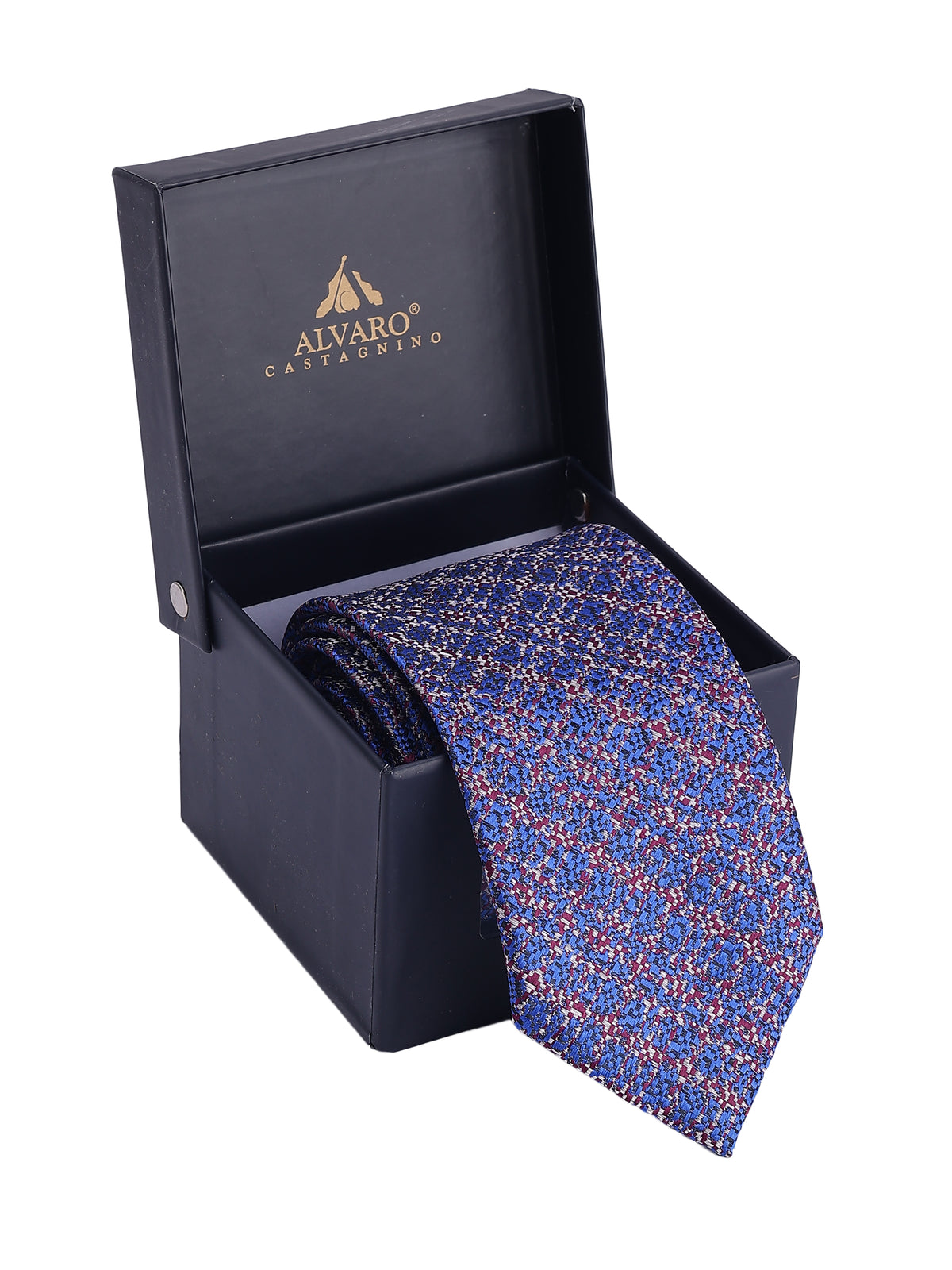 Aristocratic Royal Blue Micro-Geometric Cotton Necktie
