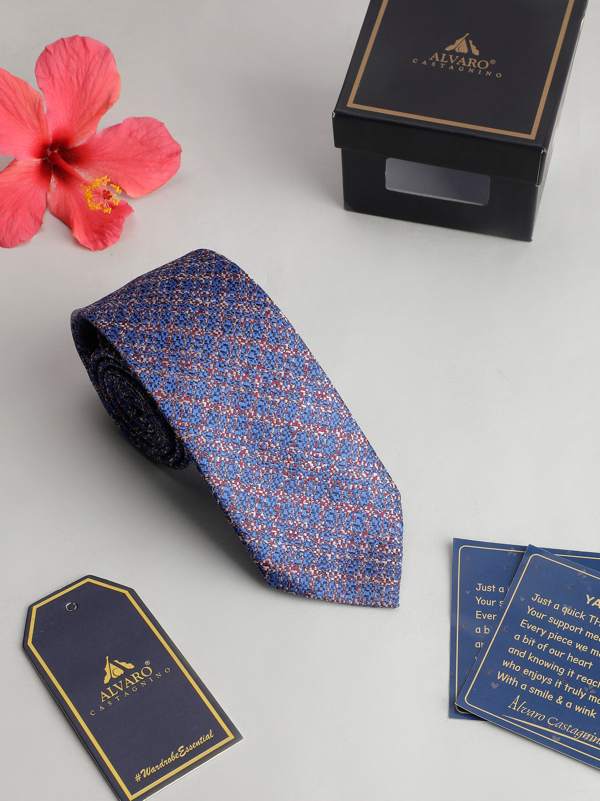 Aristocratic Royal Blue Micro-Geometric Cotton Necktie