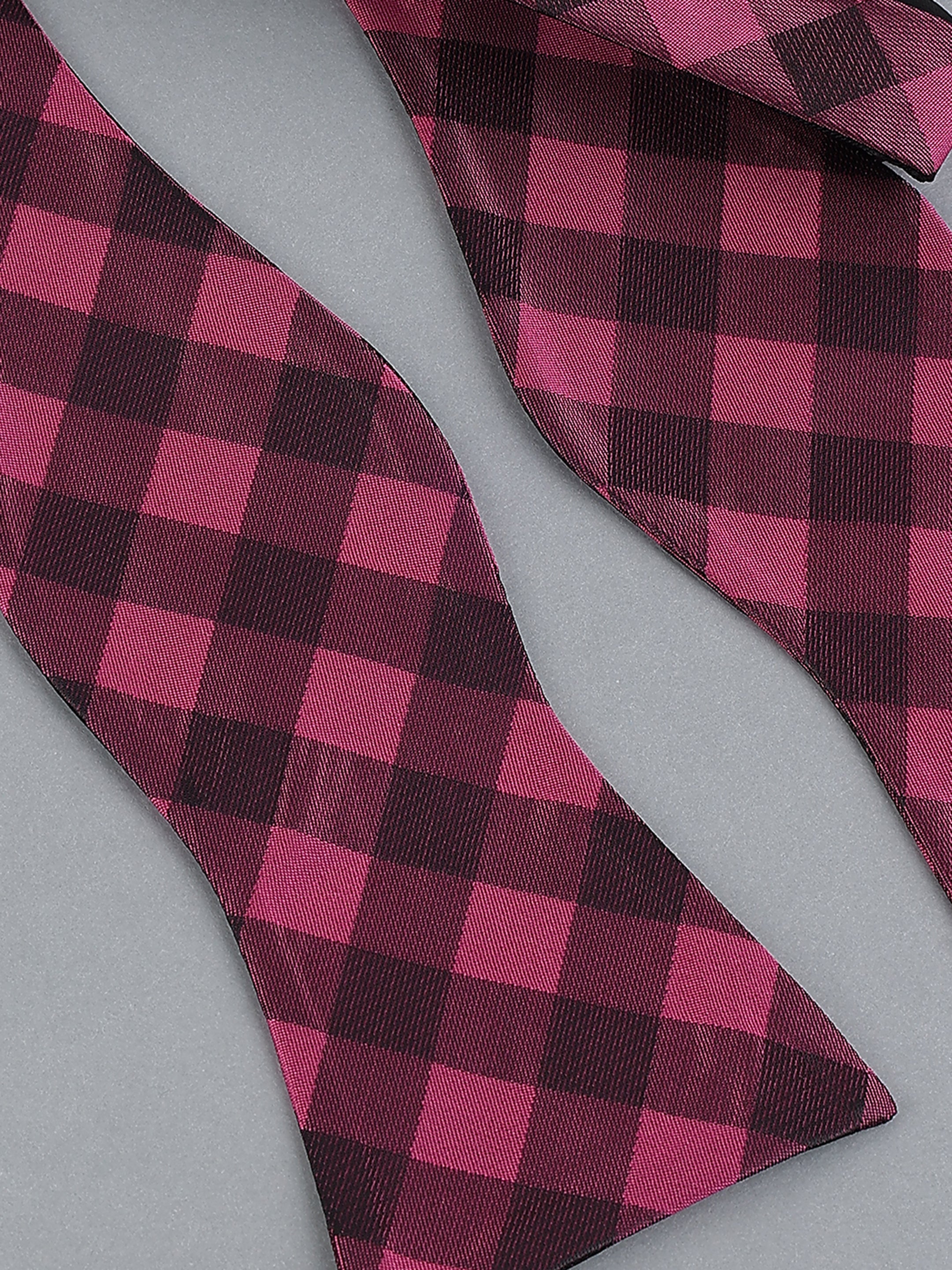 Pink & Black Checkered Self-Tie Bow Tie