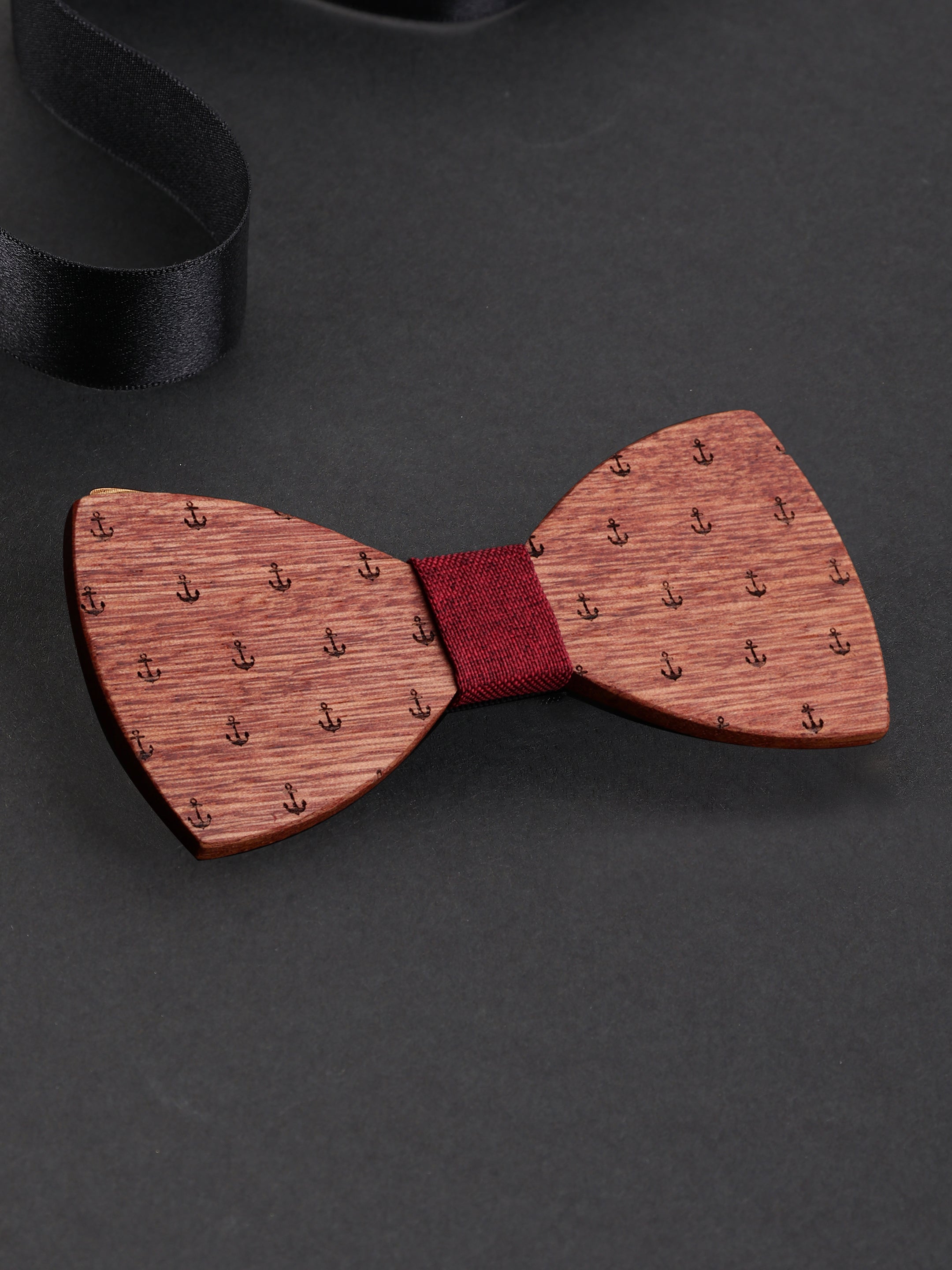 Nautical Anchor Wooden Bow Tie