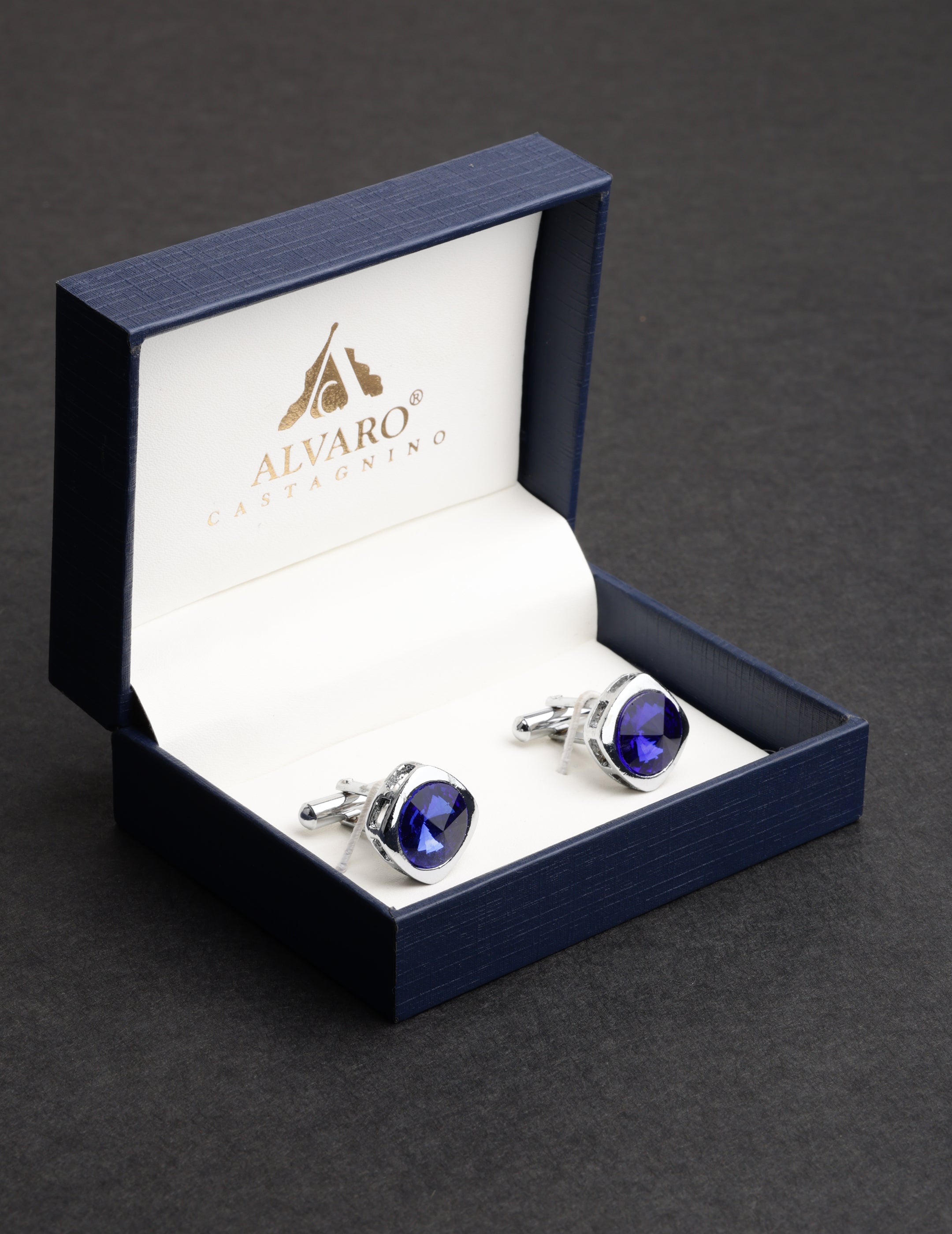 Cushion-Cut Sapphire Crystal Cufflinks