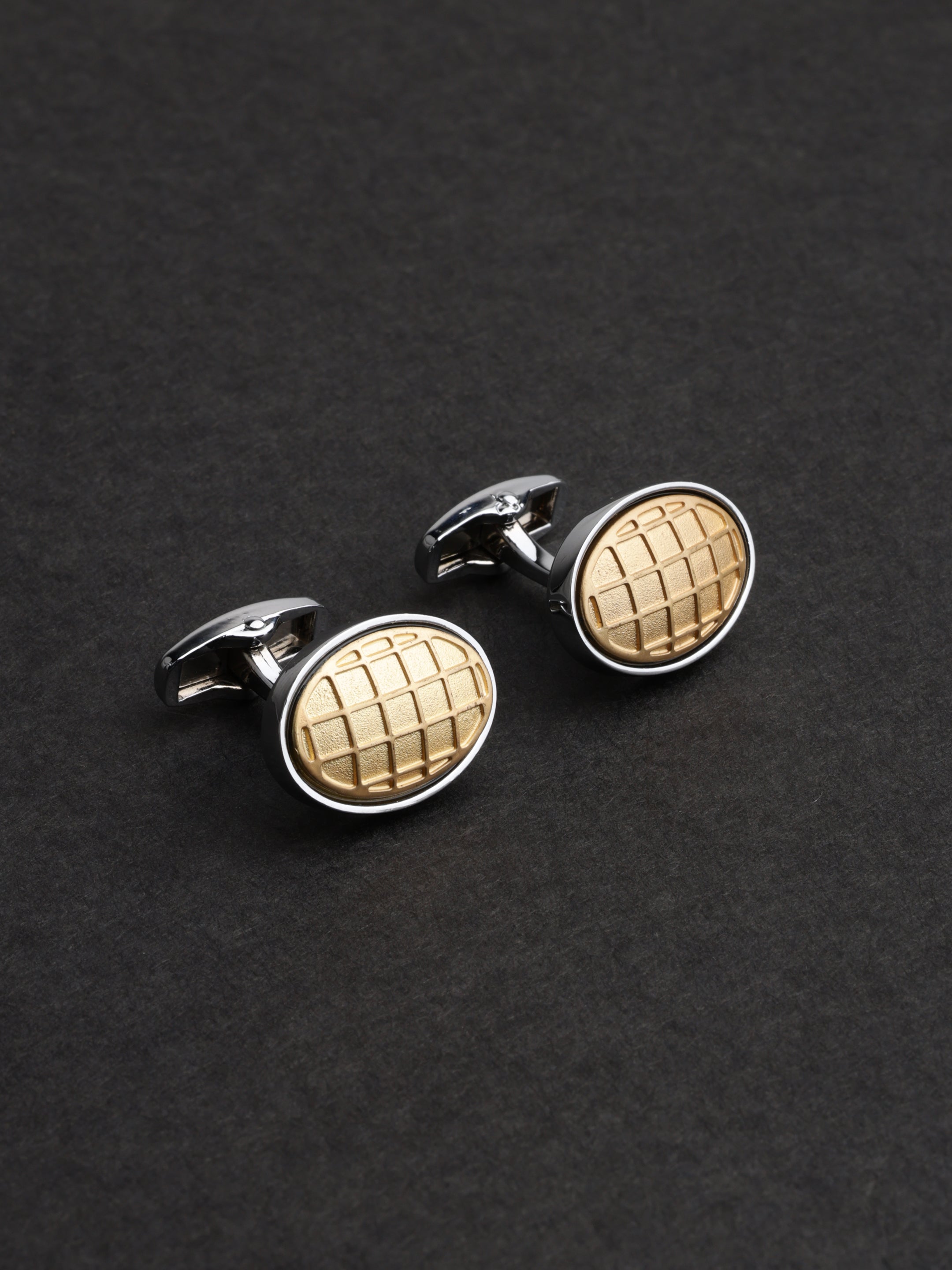 Gold Textured Oval Cufflinks